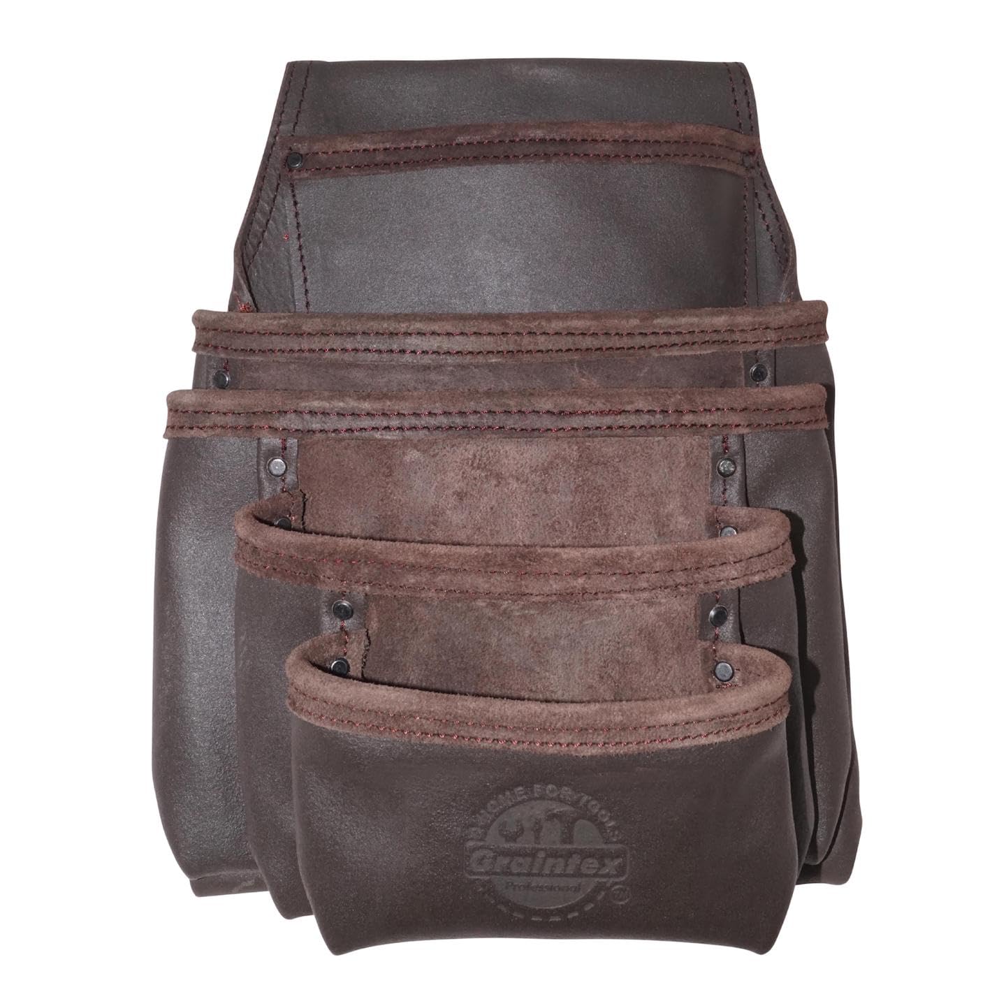 Graintex Brown Os2052 5 Pocket Oil Tanned Nail & Tool Pouch Dark Color For Constructor/Electrician/Plumber