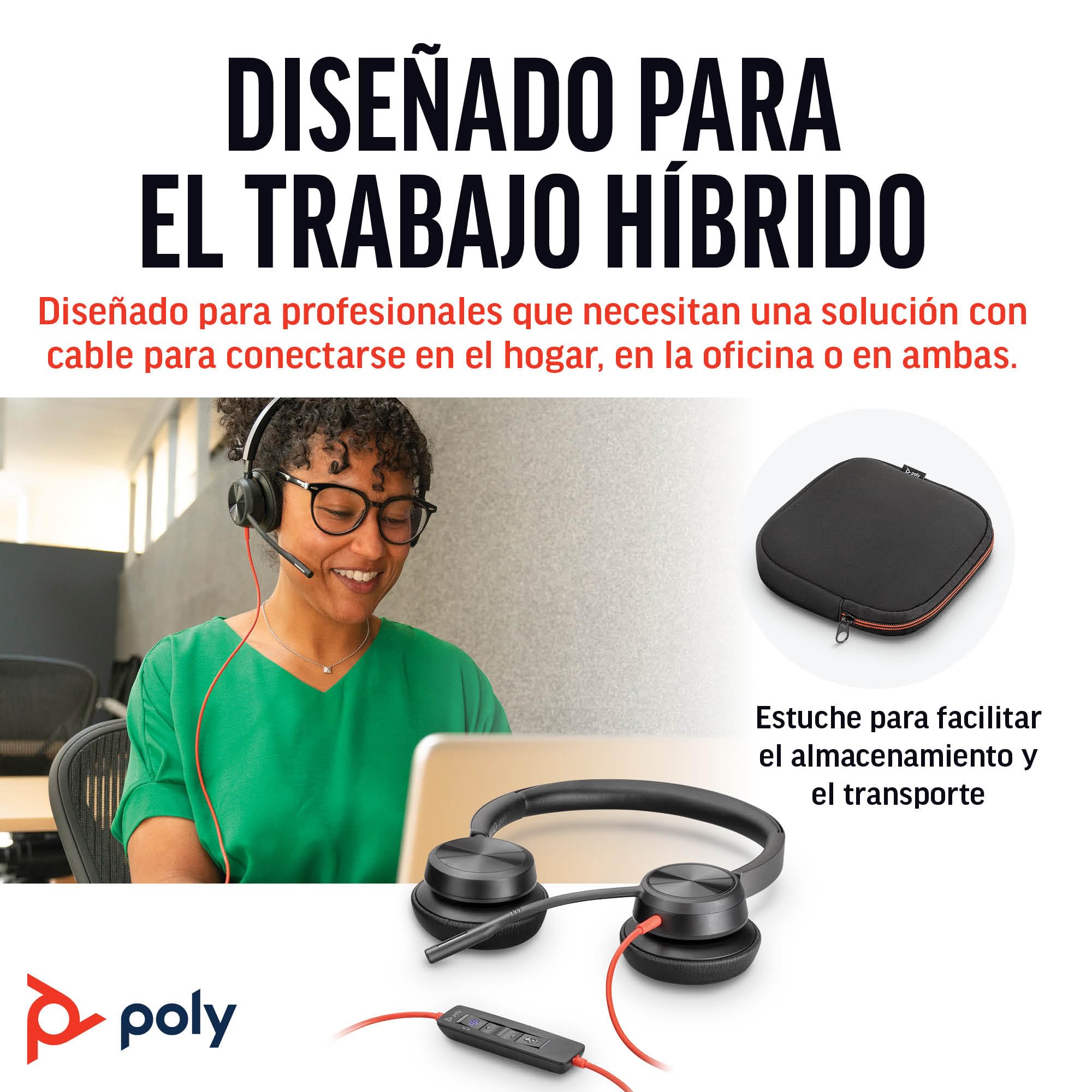 Auricular Poly Blackwire 8225 de primer nivel con cable - Cancelación activa de ruido - Estéreo de alta fidelidad - Se conecta a PC/Mac - Certificado para Microsoft Teams