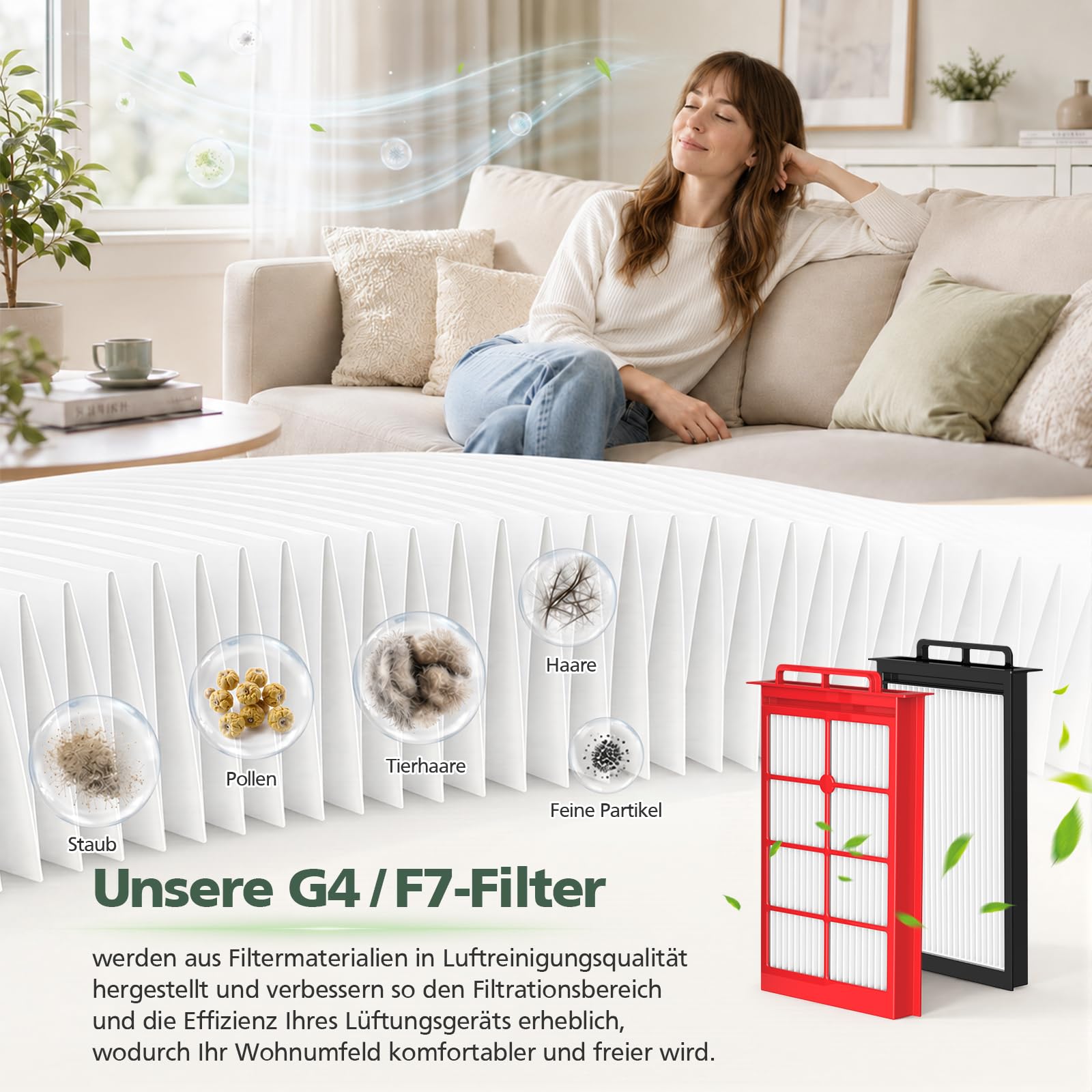 Filtro di ricambio per Zehnder ComfoAir 160 G4 / F7, set di filtri di ricambio per ventilatore ComfoAir 160 (2 confezioni)