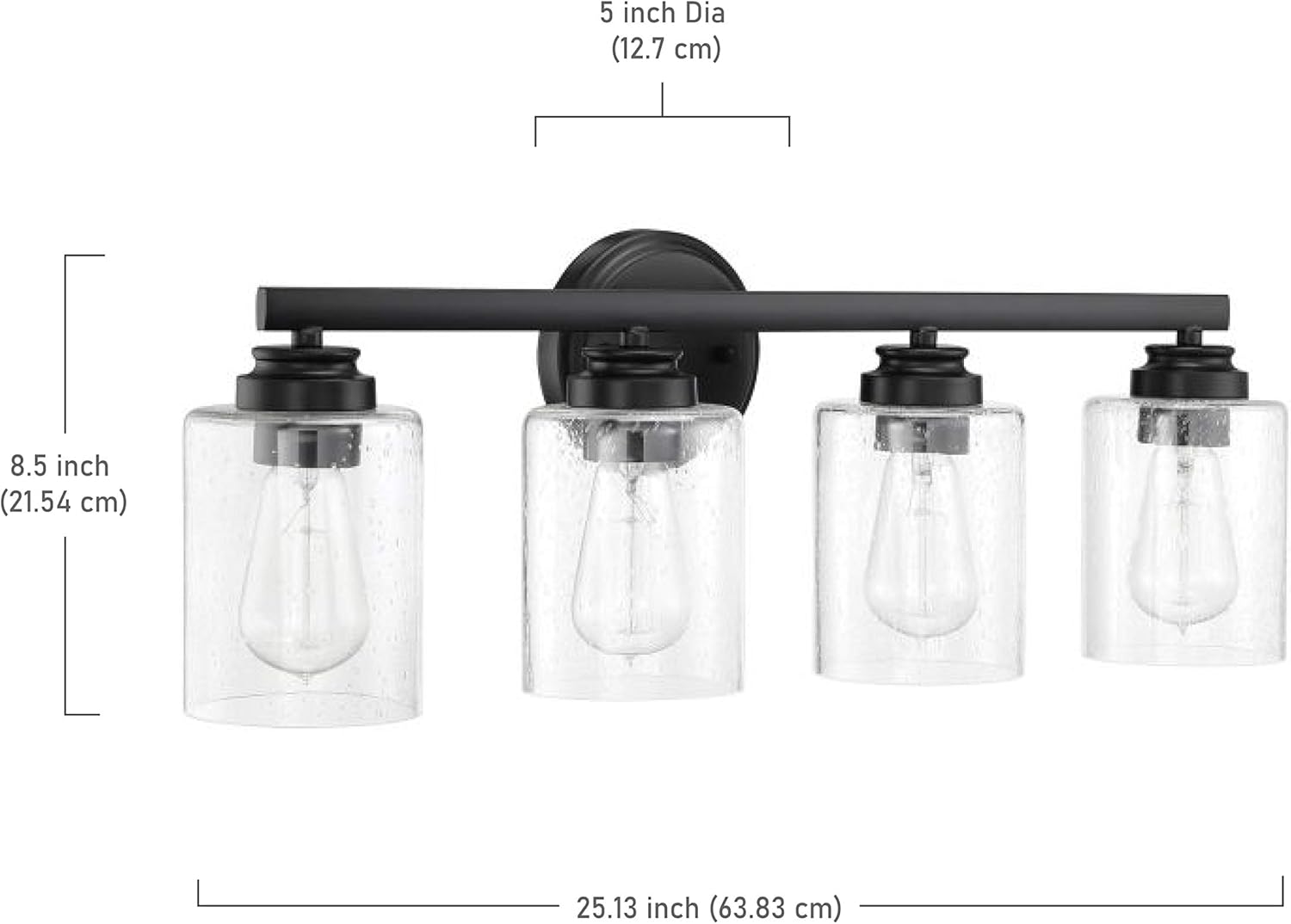 Onе-Dау Sаlе: Uр tо 50% оƒƒ Craftmade 50504-FB Bolden Clear Seeded Glass Vanity Bath Lighting, 4-Light 400 Watts, Flat Black