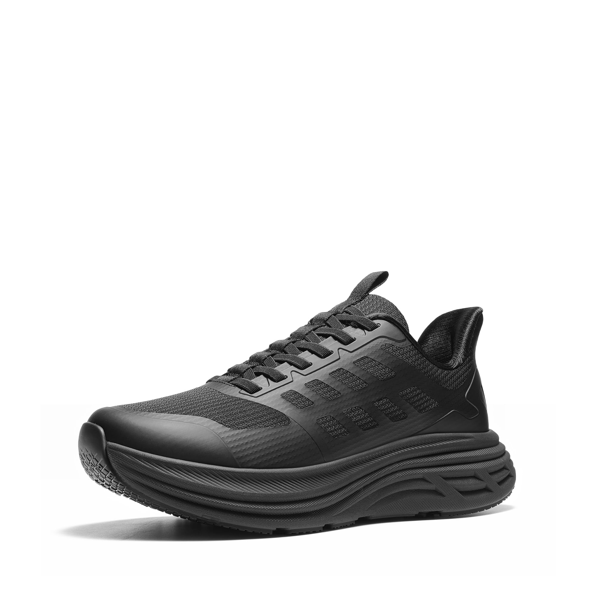 NORTIV 8 Men's Slip On Walking Shoes Cushioning Hands Free Non Slip Comfortable Workout Running Tennis Jogging Athletic Gym ActiveFloat Fashion Sneakers,Size 7.5,All Black,SNRS24009M-L