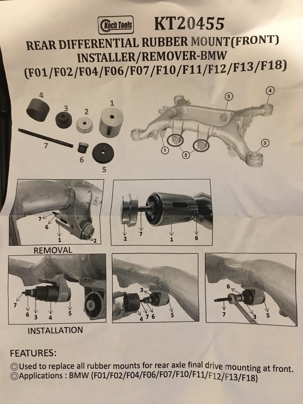 Koch Tools KT20455 BMW Rear Subframe Differential Bushing