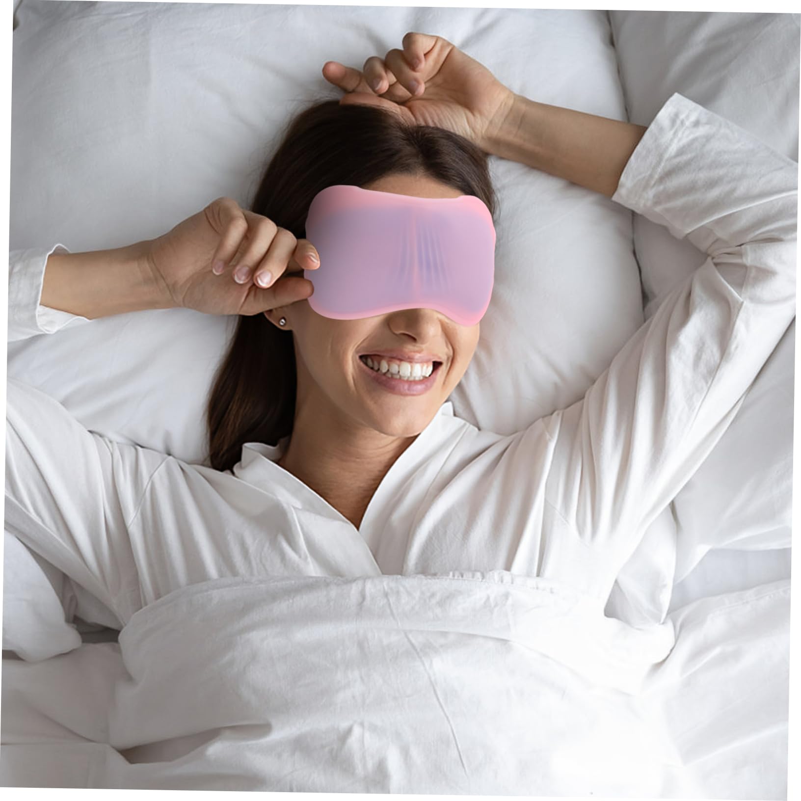 Maschera per Occhi in Gel Silicone Rosa, Compressa Calda e Fredda | Riposo in Viaggio e Sonno Notturno, Confortevole da Indossare, Foglio Gel Elastico