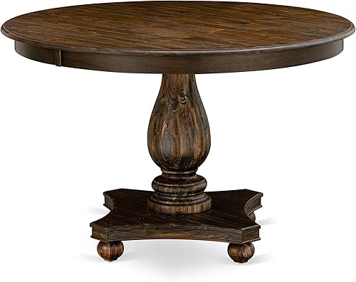 Miniatura 3 de F2FL5-716 Juego de comedor de 5 piezas incluye una mesa de comedor y 4 sillas Parson de tela de lino caqui oscuro, acabado jacobeo desgastado