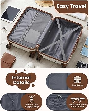 Large Suitcase 28 Inch Hard Shell Luggage ABS Travel Case (Cream)