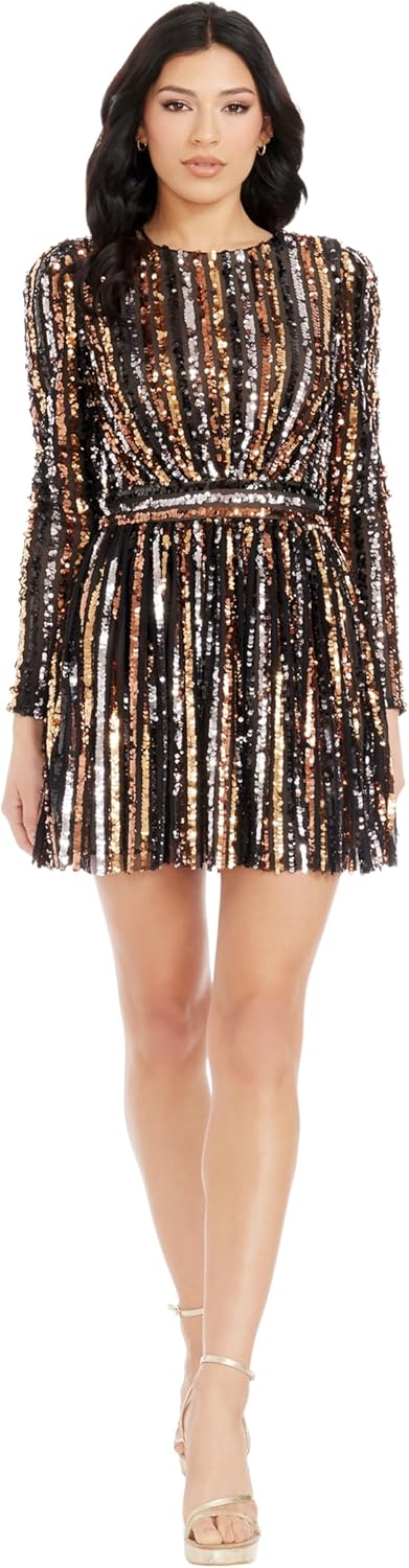 Dress The Population Women's Rome Fit and Flare Mini Dress