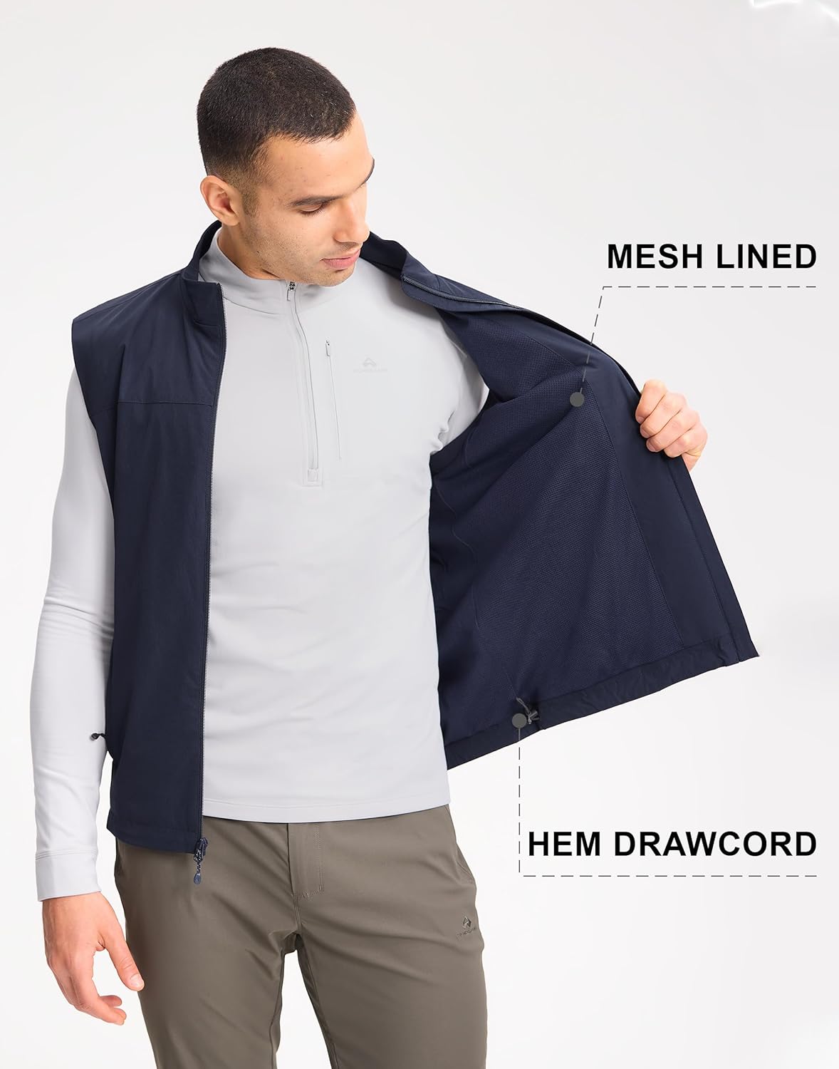 Pioneer Camp Men's Lightweight Quick-Dry Vest Sleeveless Outdoor Jacket with Multi Pockets for Running Hiking Fishing