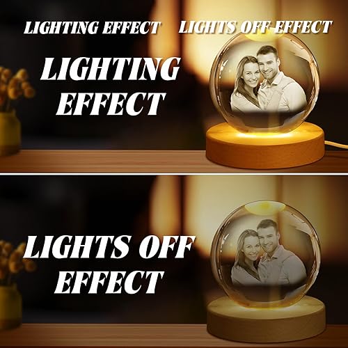 Miniatura 5 de Regalo de foto de cristal 3D personalizada  Imagen personalizada para día del padre, cumpleaños, aniversario  Recuerdo para papá, parejas y amantes