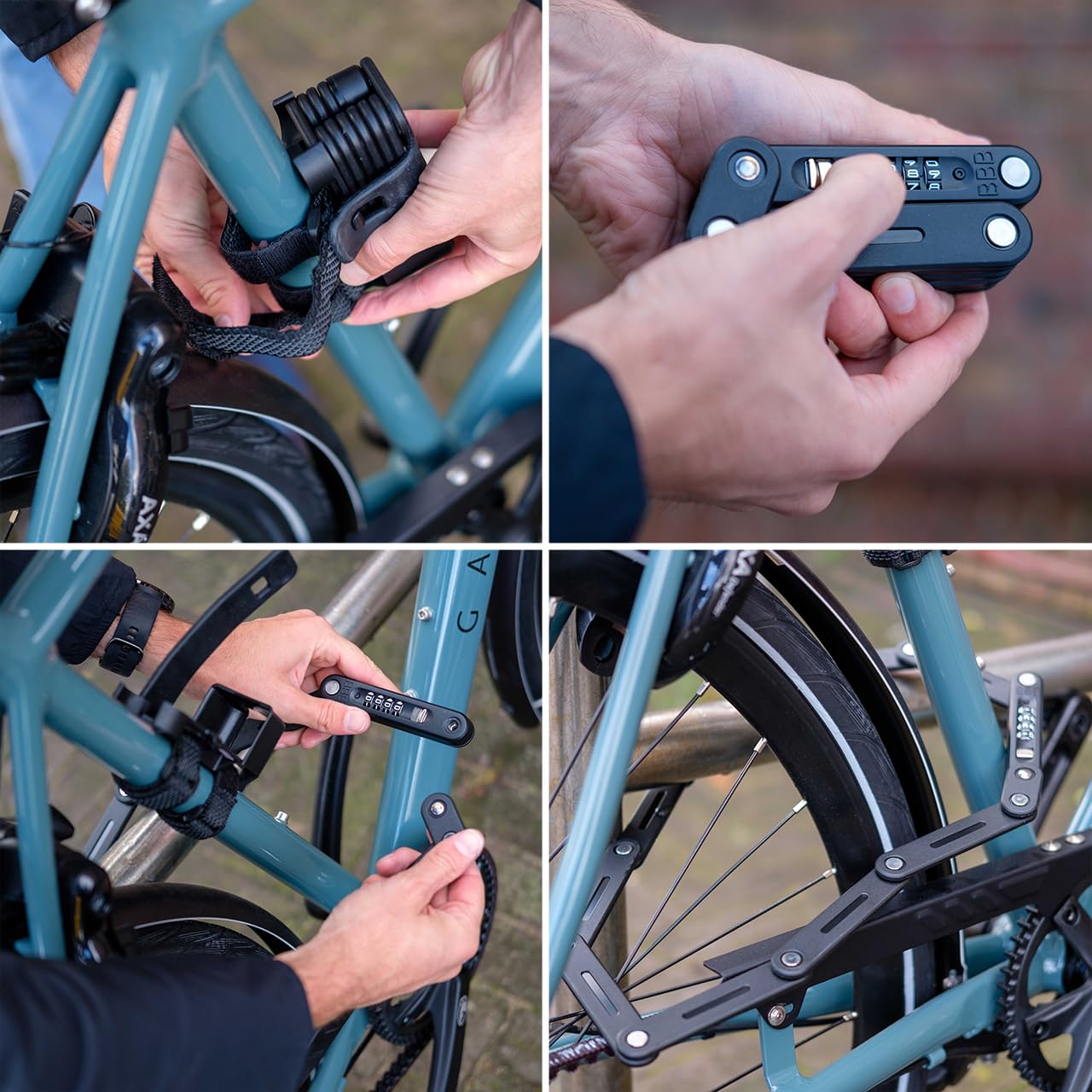 BBB Cycling Antivol à Chaîne pour Vélo avec Code pour Vélos de Route, VTT et Urbains Haute Sécurité Extérieur Résistant Pliable CodeFold BBL-72