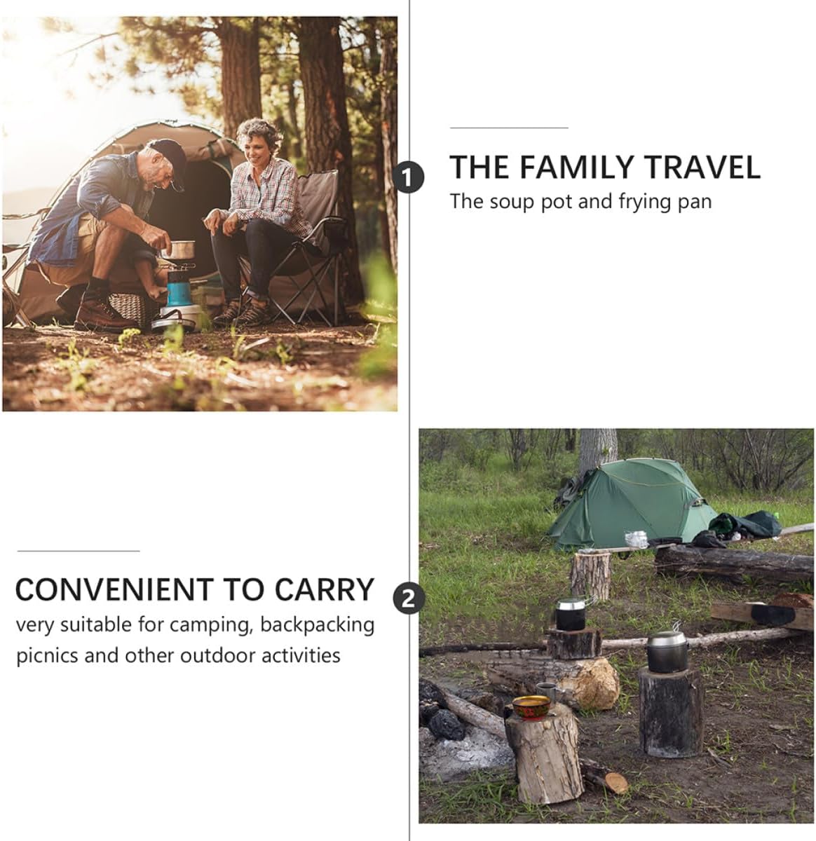 POPETPOP 1set Stainless Steel Camping Cookware Set Lightweight Outdoor Cooking Pots and Pans for Hiking Backpacking Picnics and BBQ Easy to Clean Design