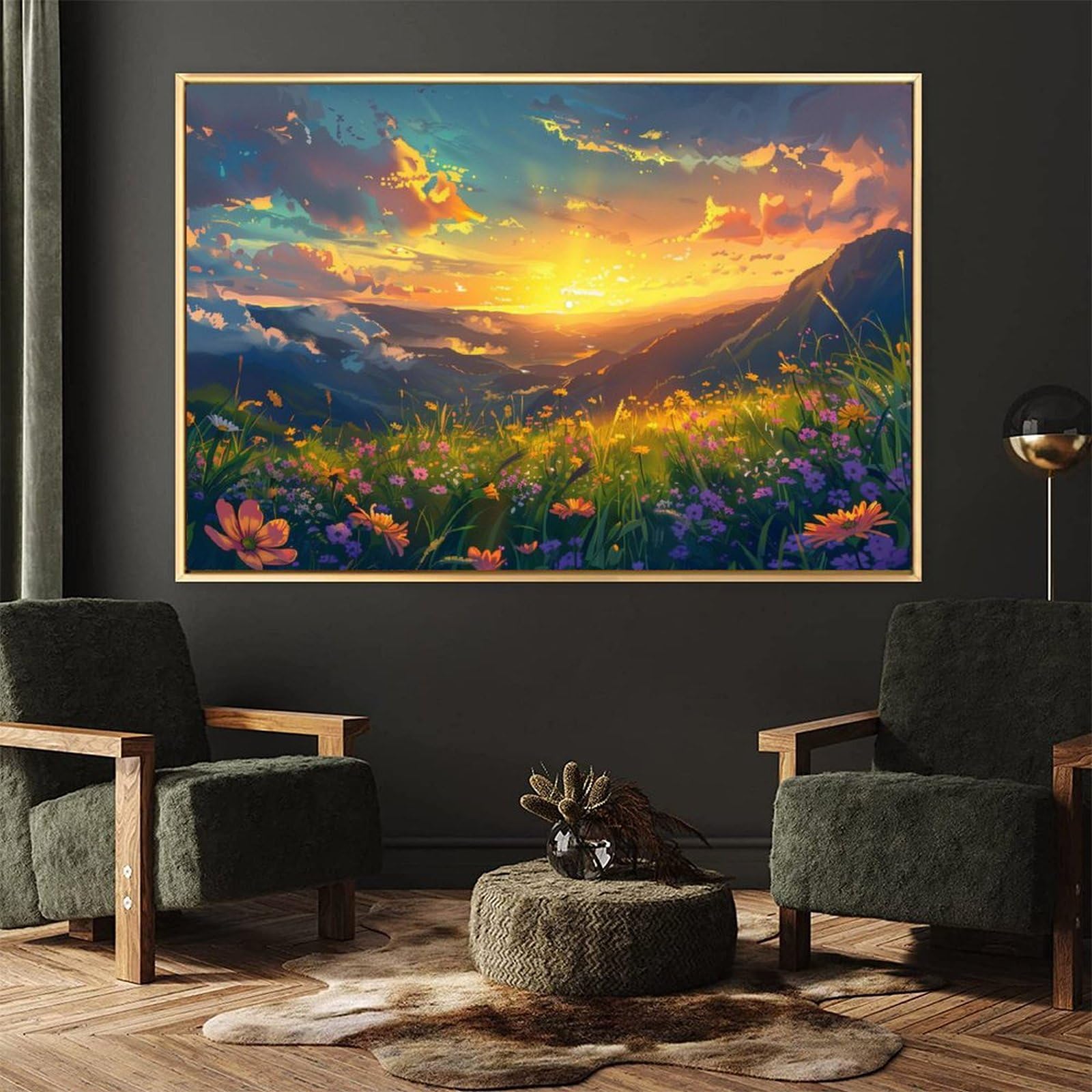 Amazon.co.jp: 絵画 太陽が花畑を照らします アートパネル ポスター