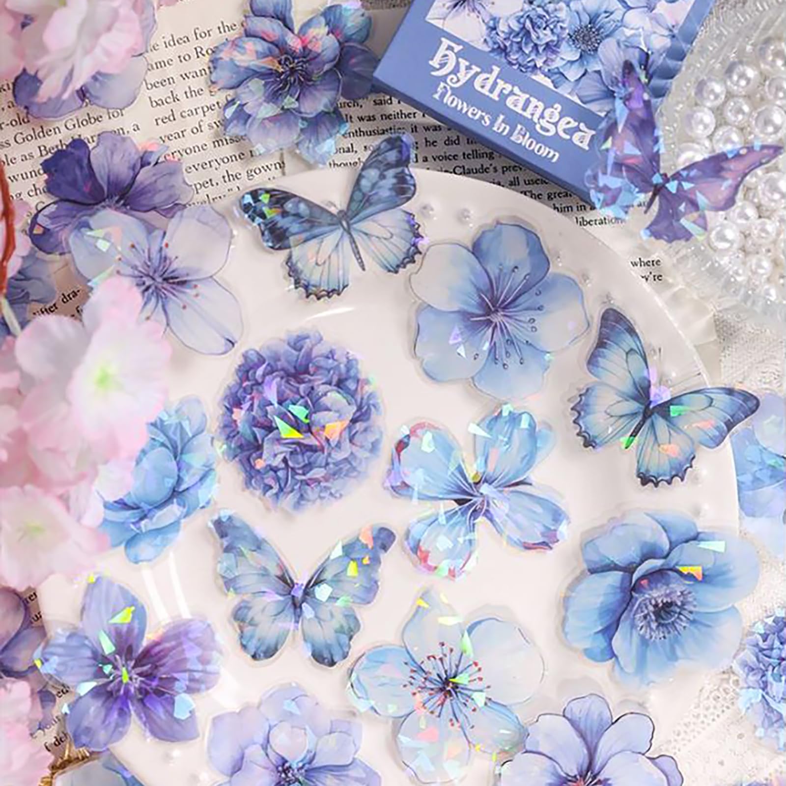 Photo 1 of !!FINAL SALE!!!
Doraking 60 Pieces Glitter Shiny Flower Stickers for Journaling, Waterproof Decorative Decal for Scrapbooking Supplies Journal Planners Art Crafts Photo Album Decor (Blue)