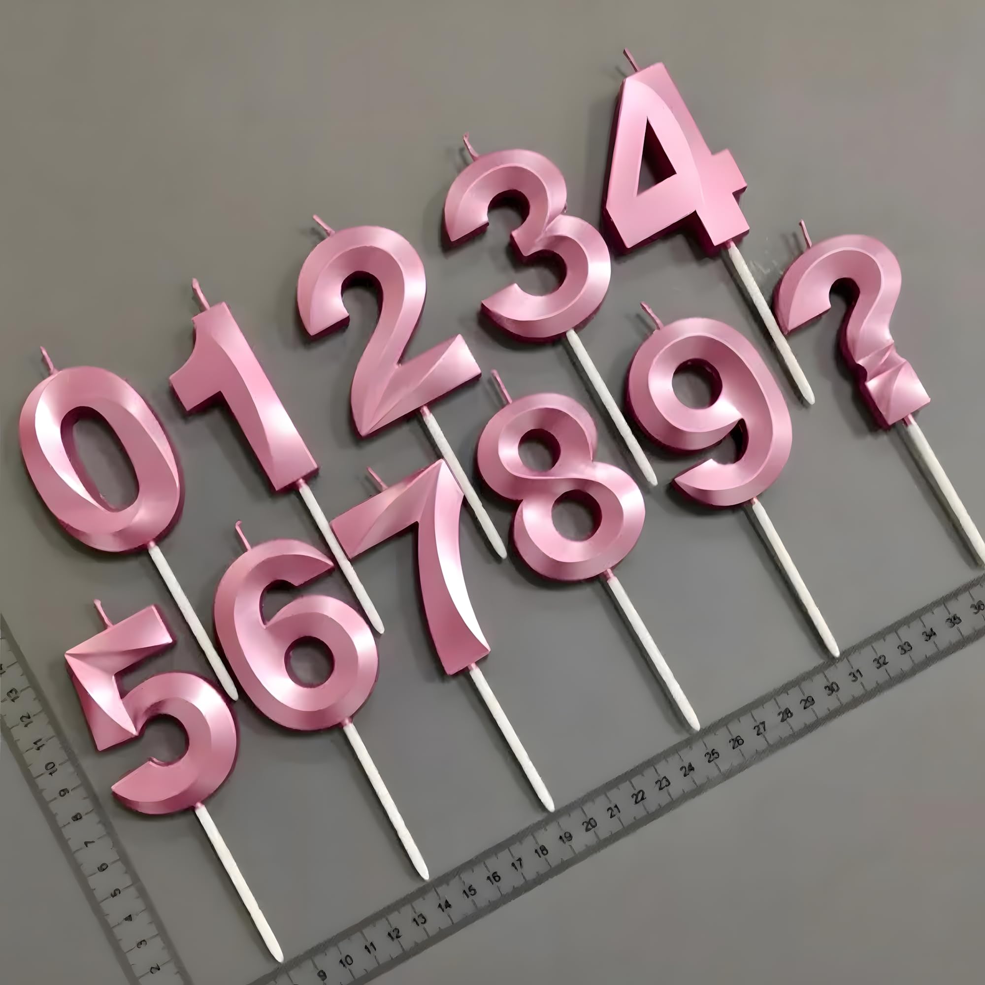 Juzfun Birthday Number Candles 2 for Cake Decoration Second Wedding Anniversary Party Celebration Metallic Pink Colour Size : Width 5 x Height 7 CM 2