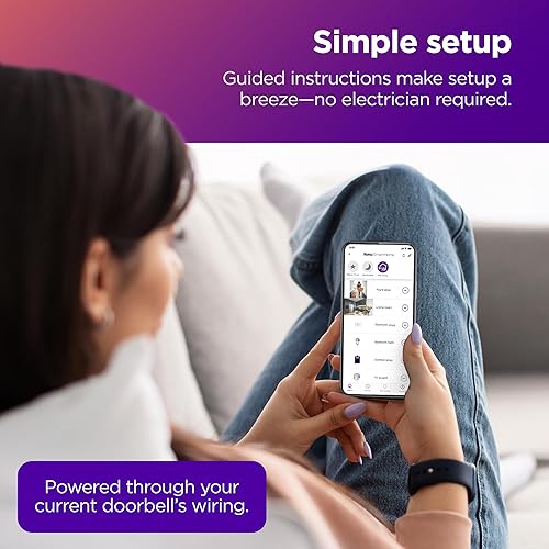 Miniatura 4 de Roku Timbre y timbre de video con cable Smart Home, cámara de visión nocturna HD de 1080p, cámara de timbre de visión ultra ancha con detección de