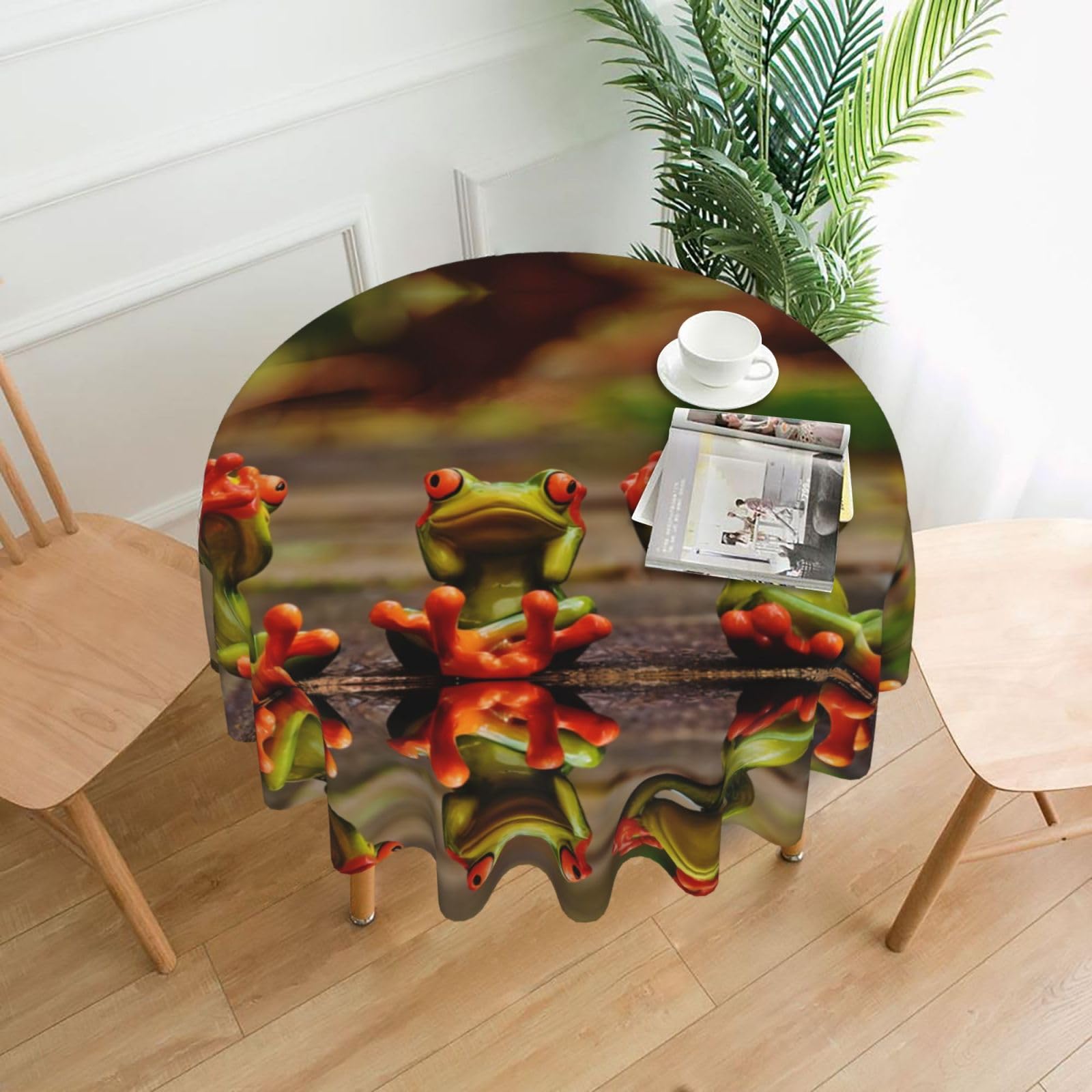 hhxvcv Funny Green Frogs Round Tablecloth – Dining Table Cover