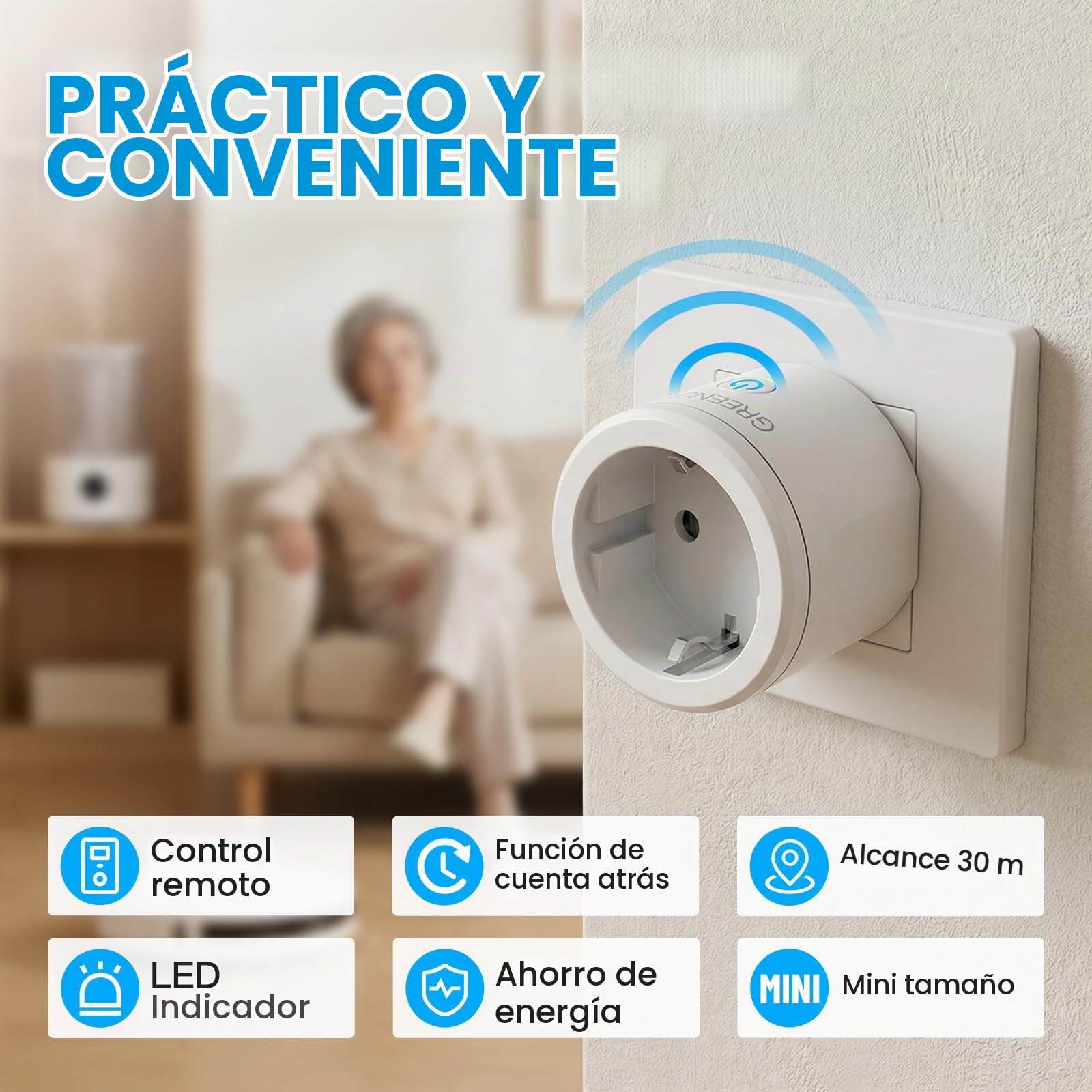 Enchufe con Mando a Distancia - GreenSun Enchufe Inteligente con Mando Interruptor Inalambrico Temporización 16A 3600W