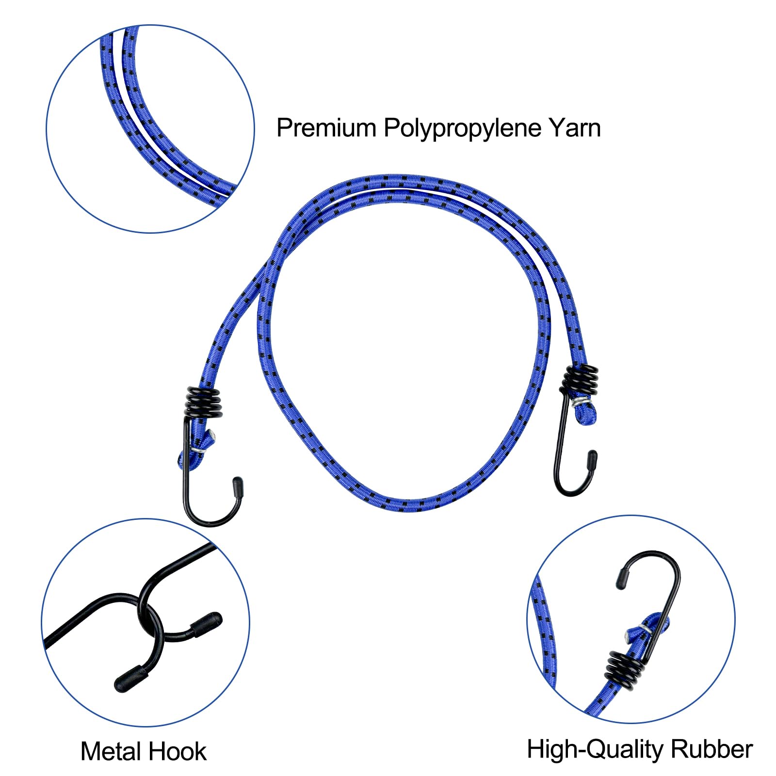 Avesteir Set di 12 Corda Elastica, Corde Elastiche con Gancio, Fasce Bande Elastiche con Ganci, Cinghia Elastica per Campeggio, Giardinaggio