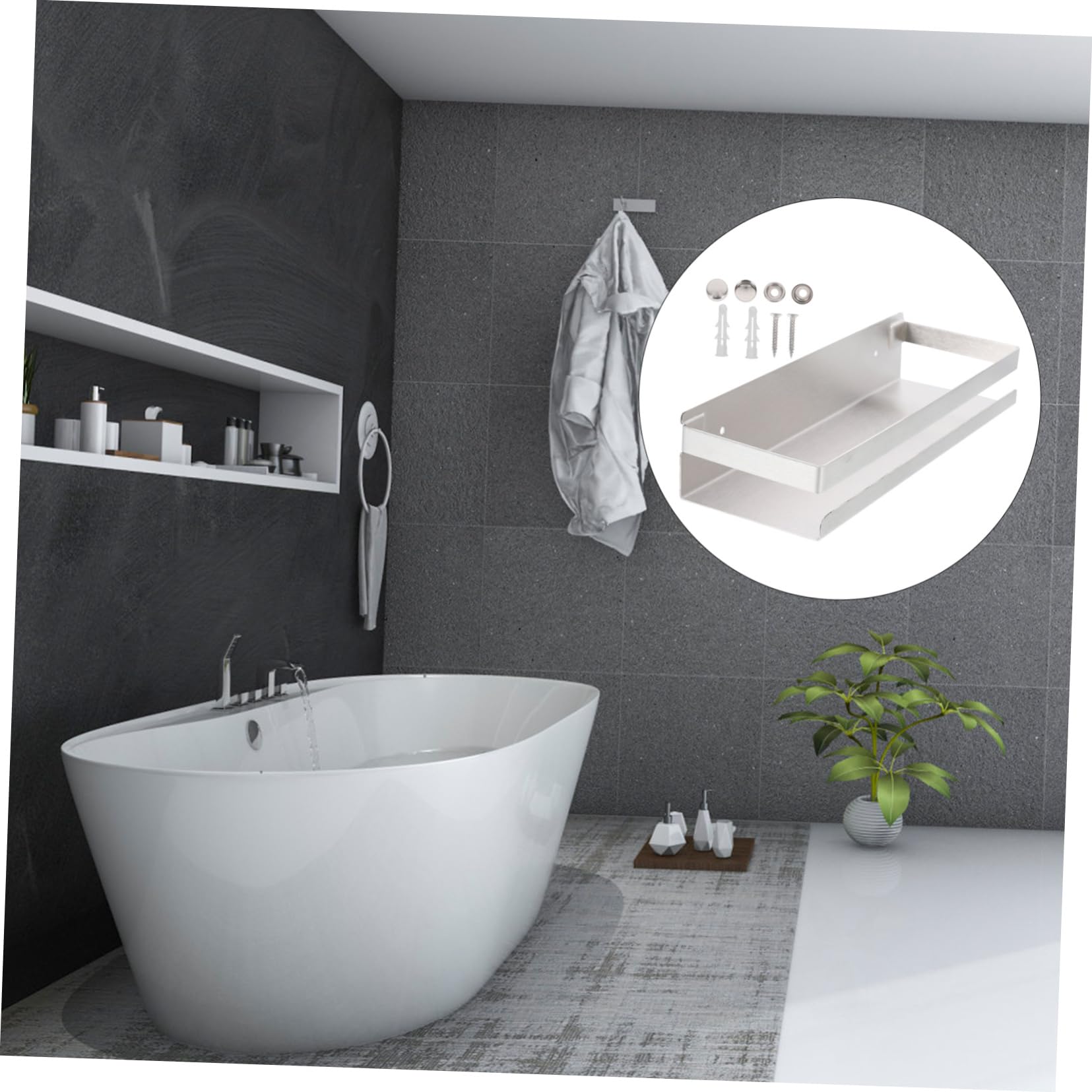 COLLBATH Rechteckig Gewürzregal Silber Wandmontiert, Edelstahl für Küche