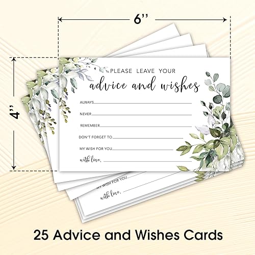 Miniatura 2 de WwongxianB Juego de 25 tarjetas de consejos y deseos de vegetación de eucalipto, libro de visitas de palabras de sabiduría para recién casados,