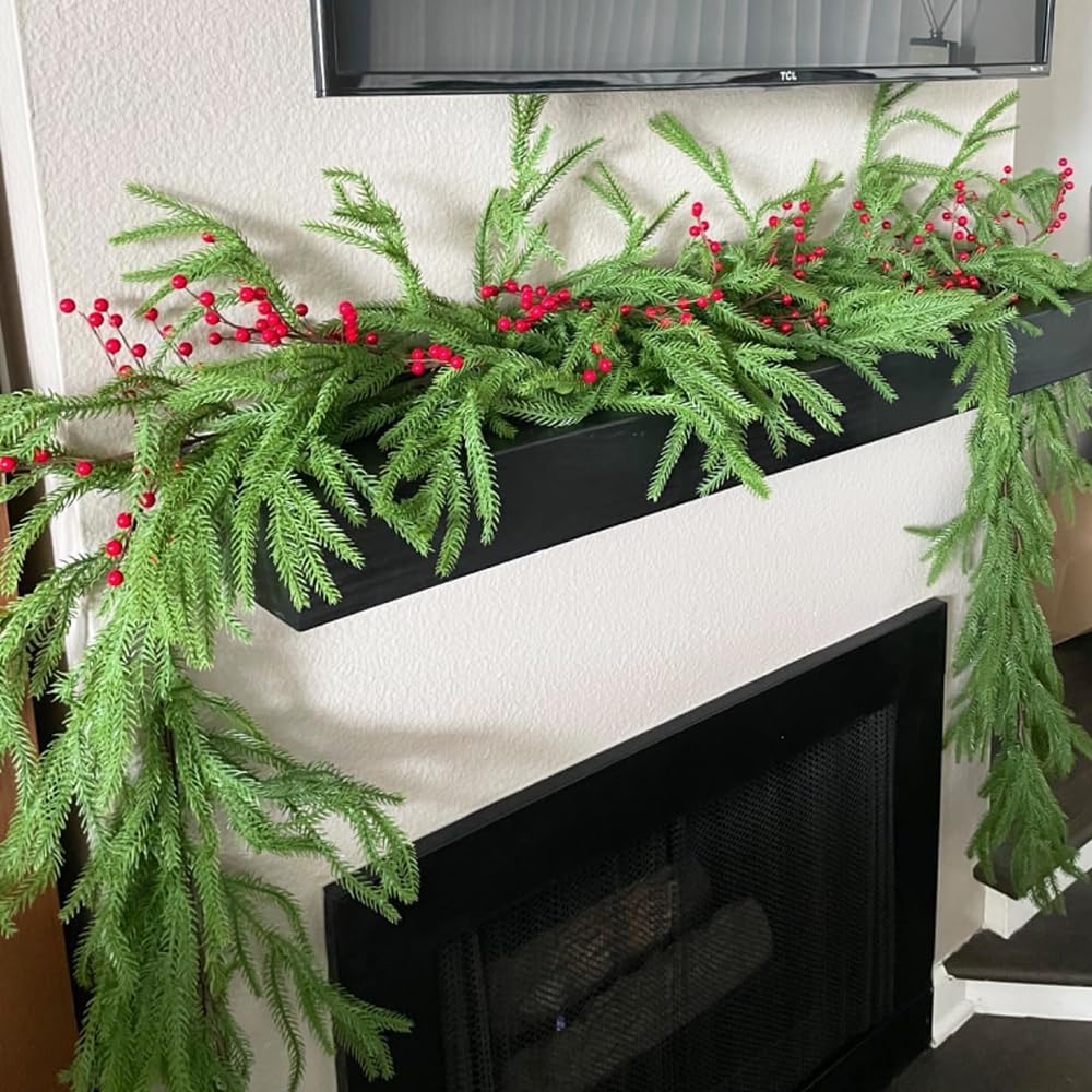 Guirlande de pin artificiel de 1,8 m au réalisme saisissant pour décors de Noël haut de gamme