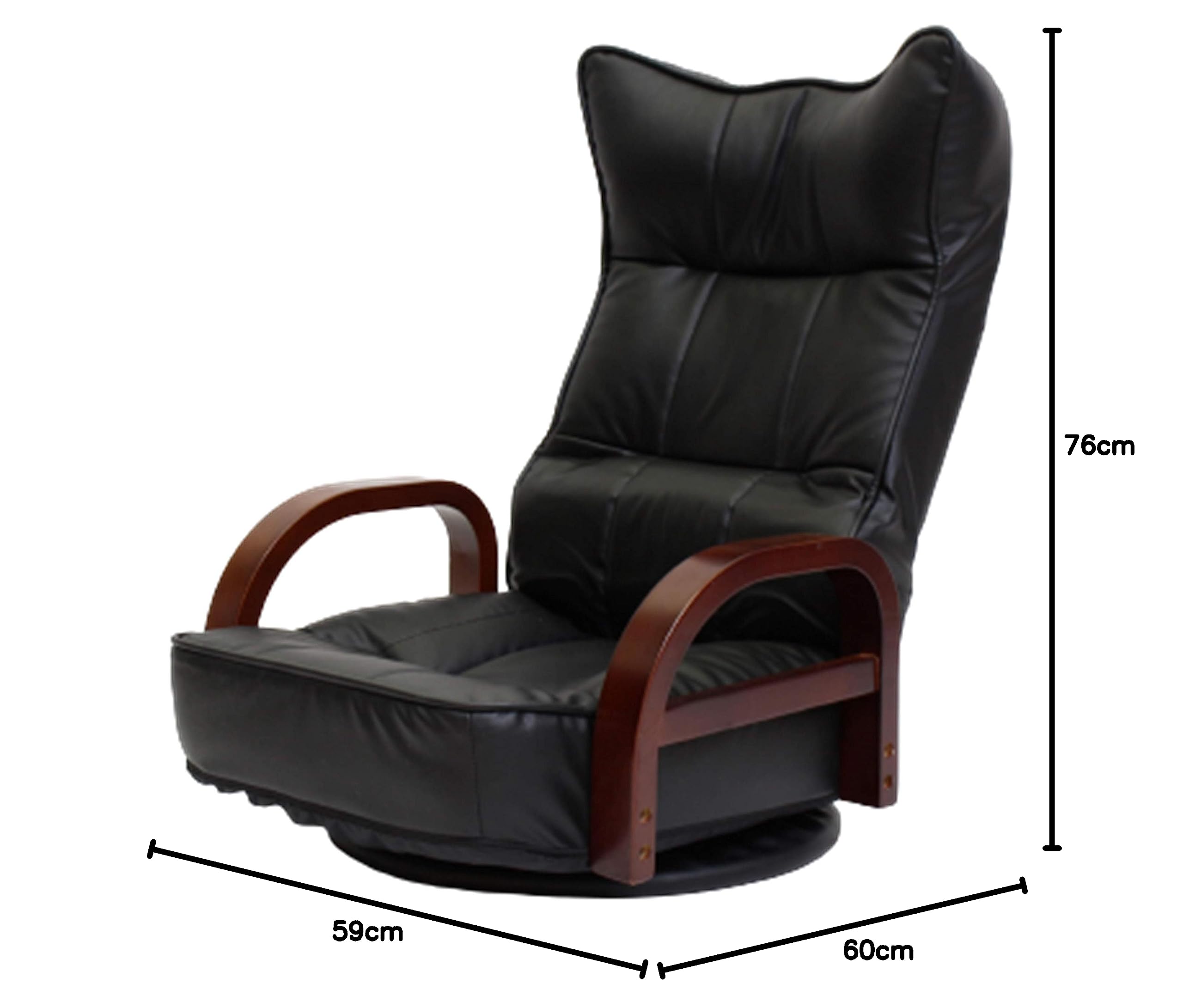 リクライニング回転座椅子 ブラック ハイ 幅58.5×奥行60～83×高さ90～ リクライニング回転座椅子 ブラック ハイ 幅58.5×奥行60～83×高