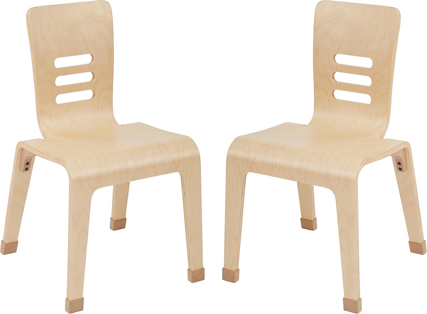 ECR4Kids Bentwood Chair, 16in Seat Height, Stackable Seats, Natural, 2-Pack