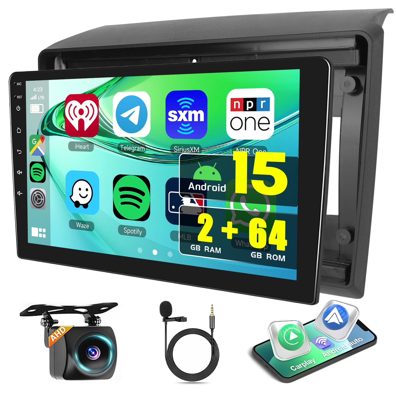 Inefala 2G+64G Android 15 Radio Coche para Fiat Ducato/Citroen Jumper Ⅱ/Peugeot Boxer Ⅱ 2010 con Wireless Carplay & Android Auto, 9" Touchscreen Autoradio con GPS/WiFi/BT/RDS/FM Cámara Trasera Mic