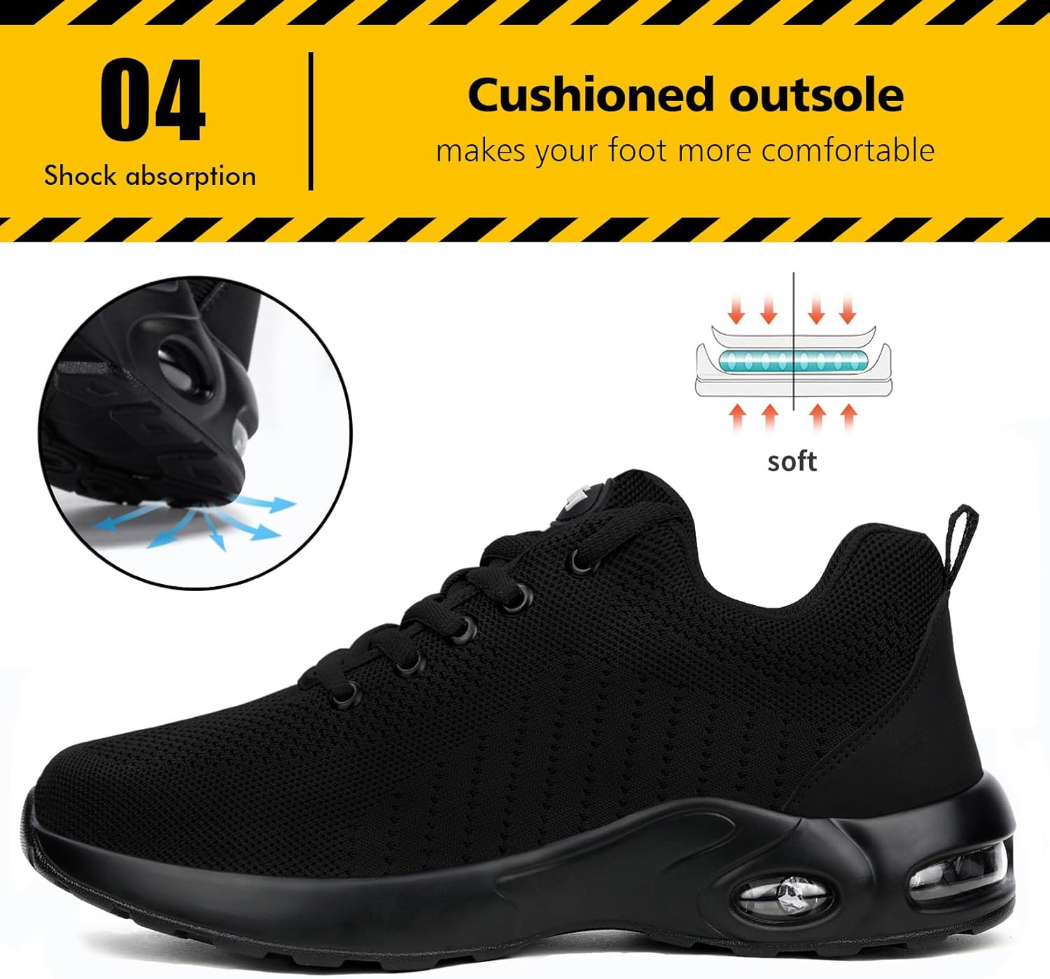Tinefiy Steel Toe Shoes for Women Lightweight Safety Shoes Air Cushion Comfortable Slip Resistant Indestructible Womens Puncture Proof Work Shoe - Image 5