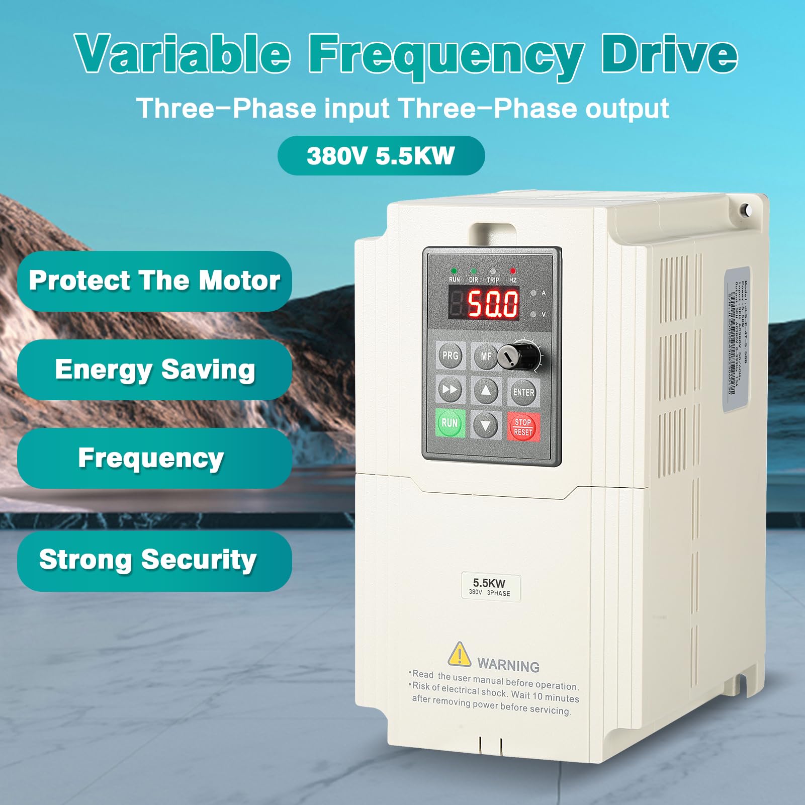 Inverter per Motori Trifase 380V, 5.5KW VFD Convertitore di Frequenza 380V Ingresso Trifase e Uscita Trifase, CNC Variatore di Frequenza 380V Trifase per Controllo Velocità CNC Motore Mandrino