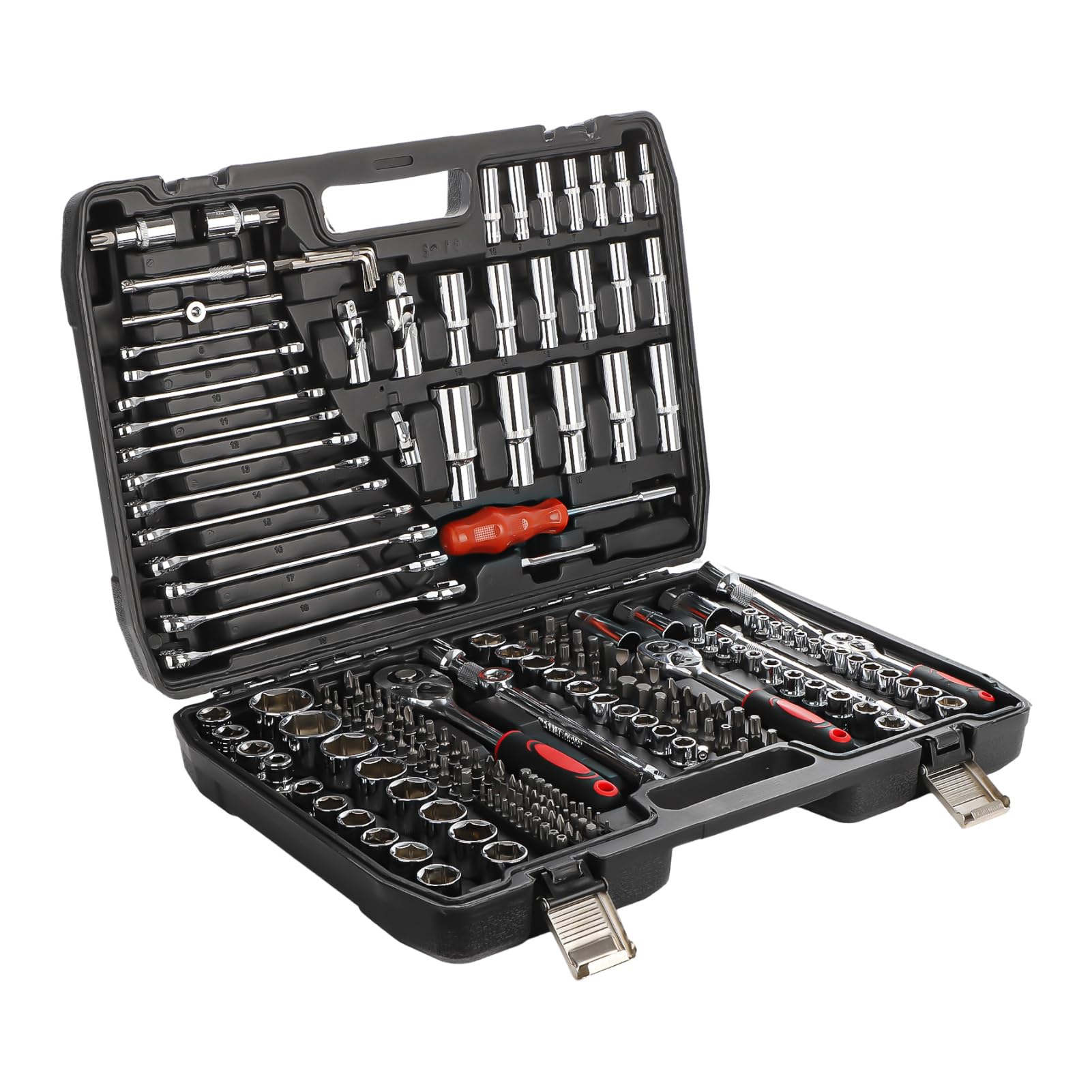 BREEZENEST 216Pcs Socket Set Ratchet Tool Kit with Case 72-Tooth Chrome Molybdenum Ratchet Wrench Torque Socket Bit Set & Hex Keys Complete Mechanic Tool Set for Car Bicycle Auto Home Repair