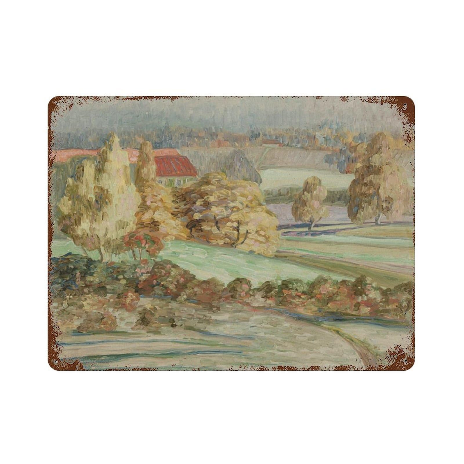 xiaoxiaoshen European Countryside Retro Oil Painting Wall Decor Art Metal Tin Poster Modern Home Decor Art Home Bar Shop Decorations Vintage Sign 30x40cm