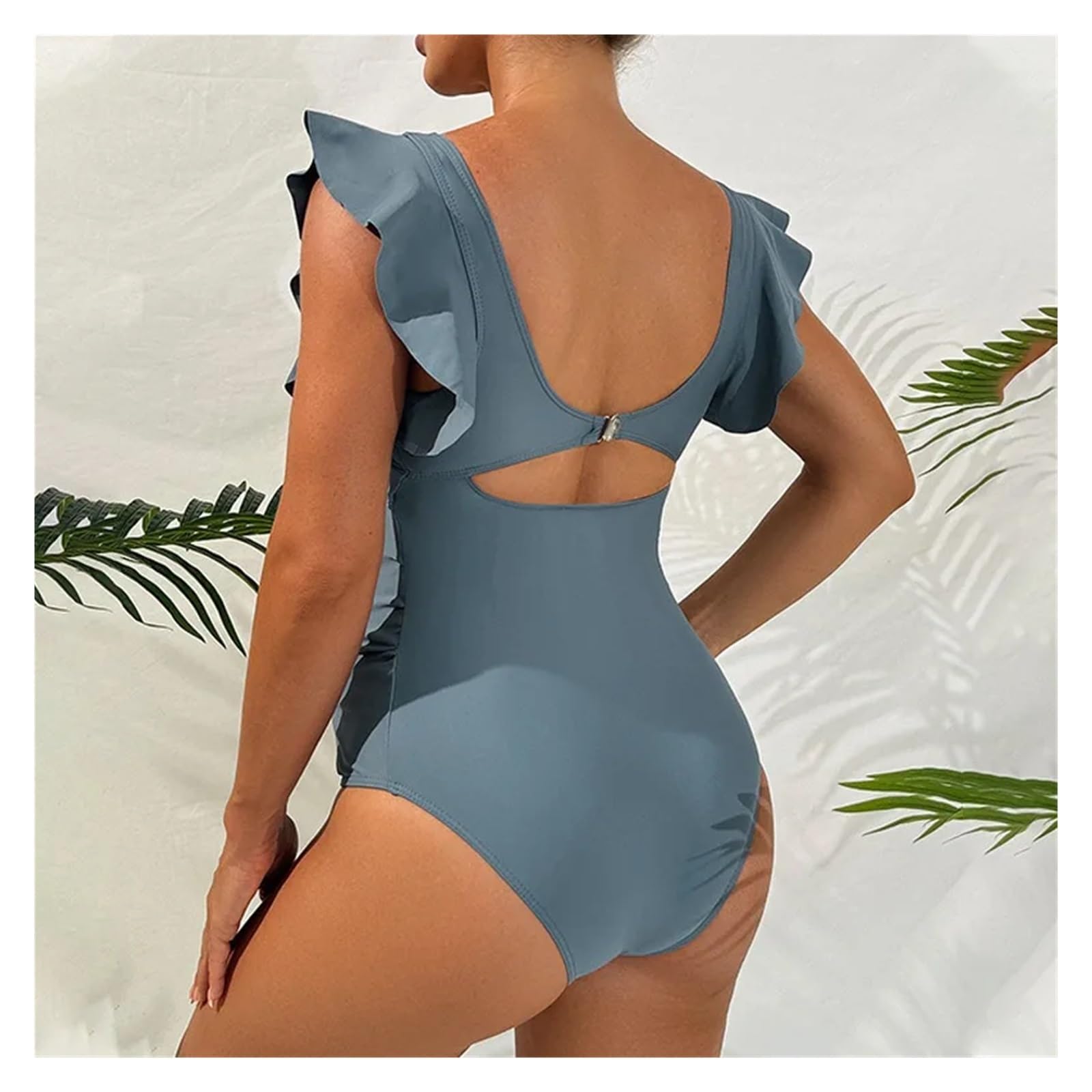 Maillot de Bain Une pièce for Femme Enceinte, décolleté en V, ajouré, for la Plage(Black,S)