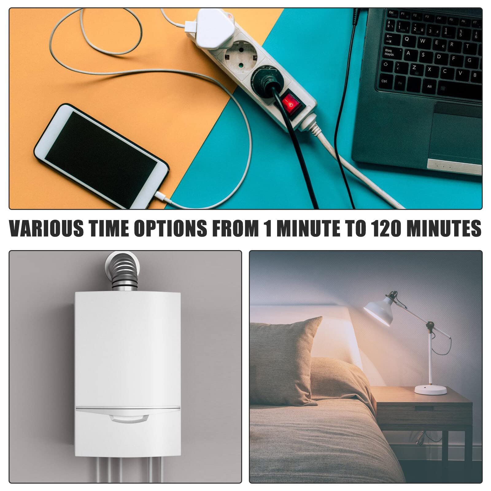 Interruttore timer per conto alla rovescia AC 220 V 60 minuti - Impermeabile IP65 per il bagno - Controllo della luce con timer