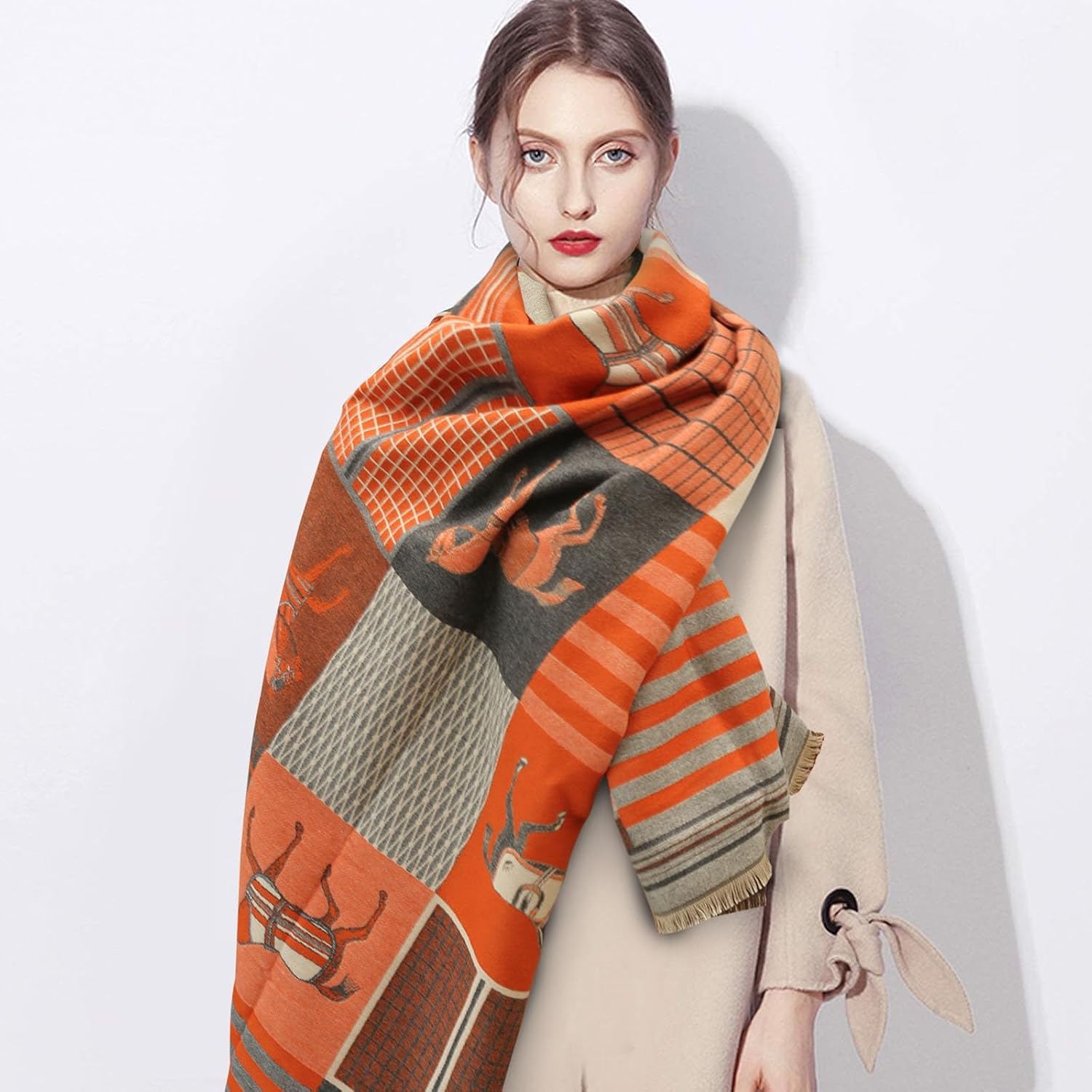 EXTREE Scarfs for Women Pashmina Silky Shawl Wrap for Evening Dressing Blanket Open Front Poncho Cape