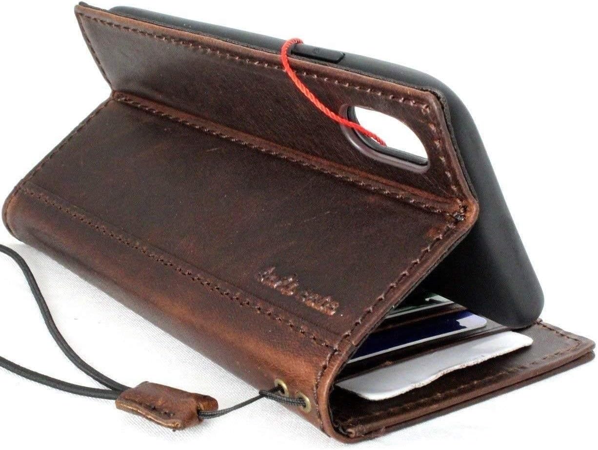 Buу 1 gеt 1 Genuine Leather Case for iPhone Xs Book Wallet Handmade Cover Luxury Cards Slots Soft Holder Closure Strap ID Vintage Classic DavisCase pro IL