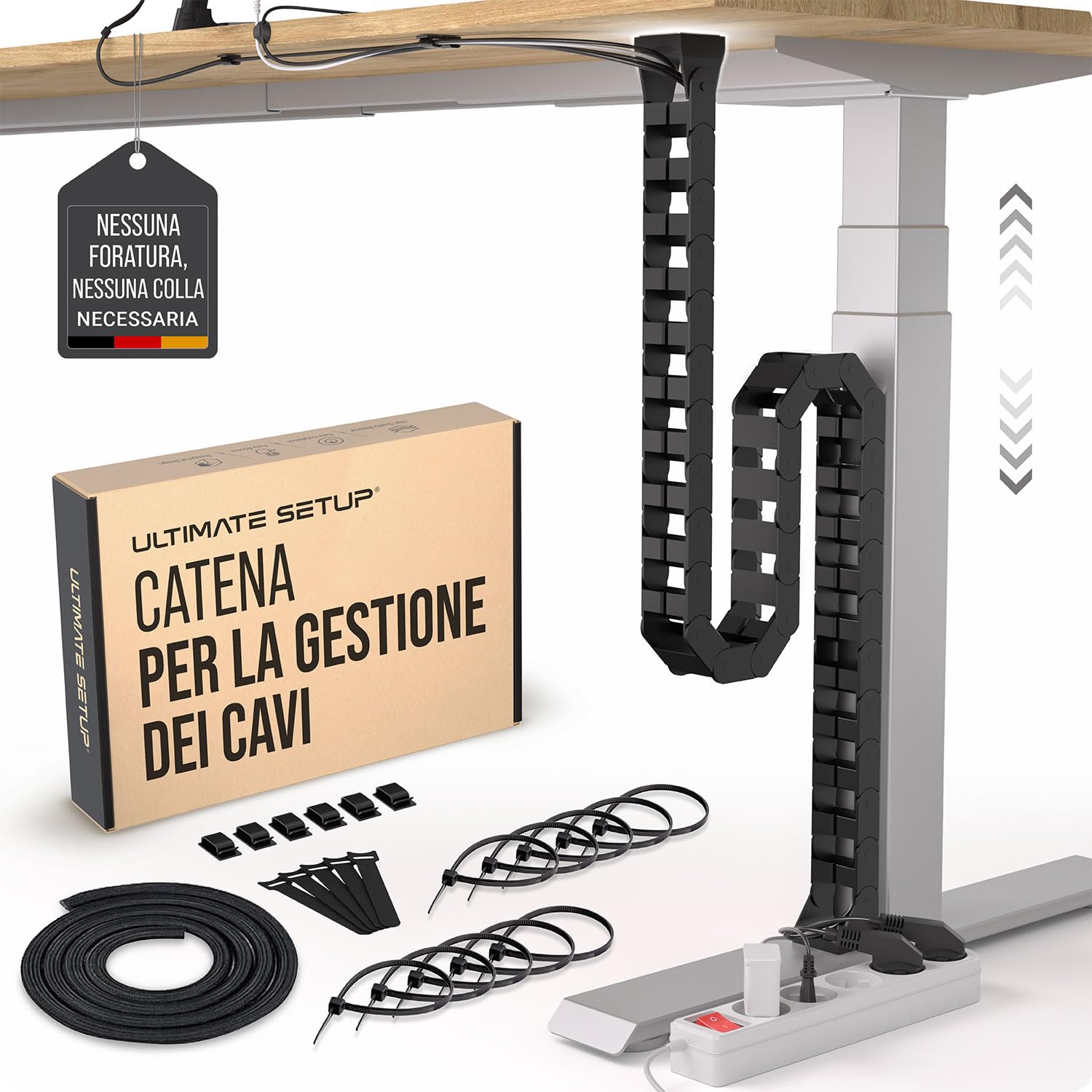 Flessibile canalina passacavi scrivania - Cable management - Organizer cavi - Porta cavi scrivania – Raccogli cavi scrivania (Nero)