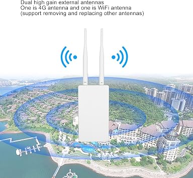 Professional Outdoor 4G LTE CPE Router, 150Mbps Mobile Hotspot, 2pcs Detachable Antennas, Portable for Travel (US Plug)