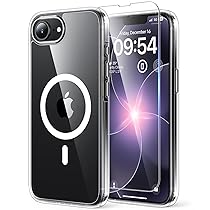 TAURI Cover per iPhone 17ePhone 16e con Pellicola in Vetro Temperato,(Compatibile con MagSafe) Magnetica Custodia per Sottile Anticaduta – Trasparente
