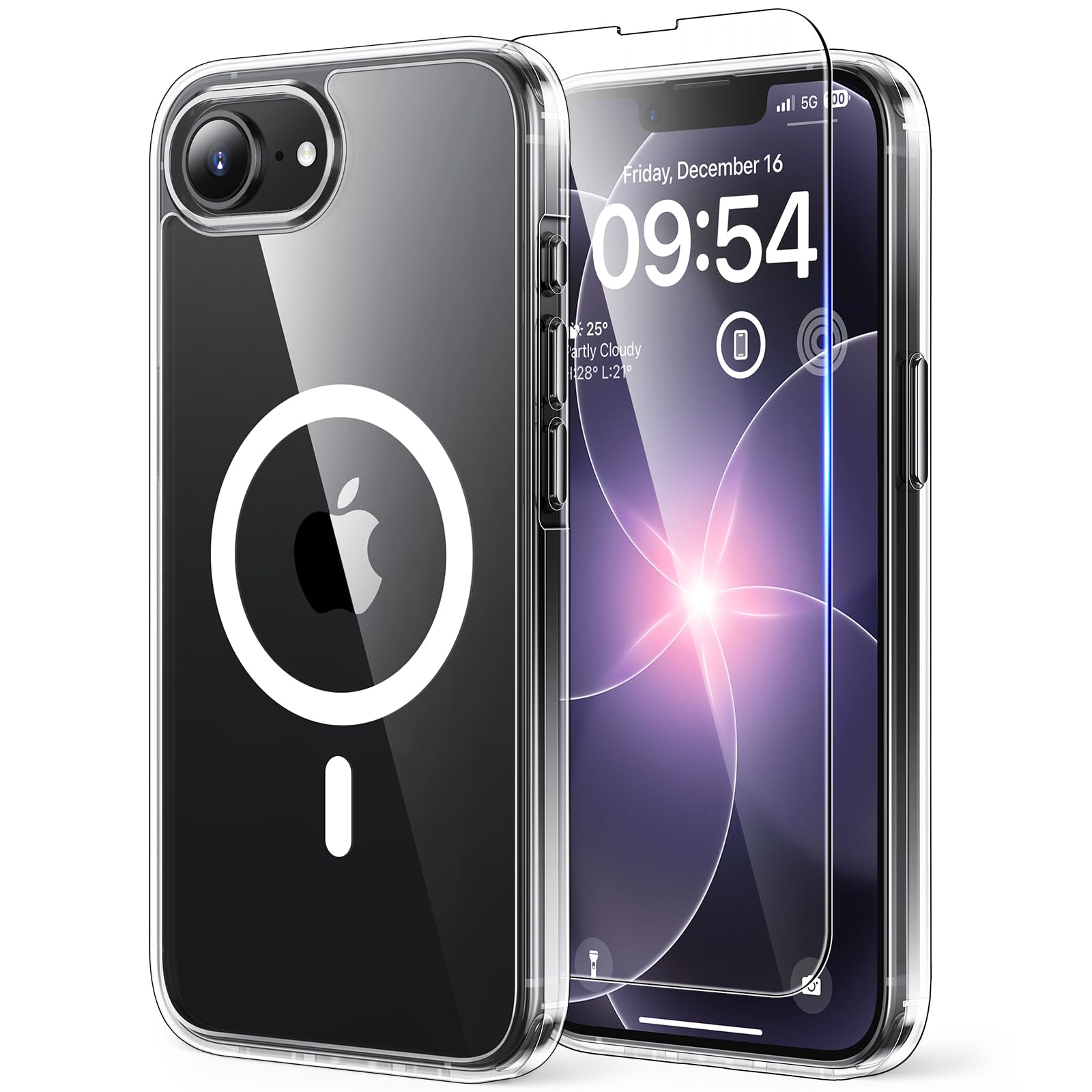 TAURI Coque Magnétique pour iPhone 17e/iPhone 16e avec Protection écran, [Compat