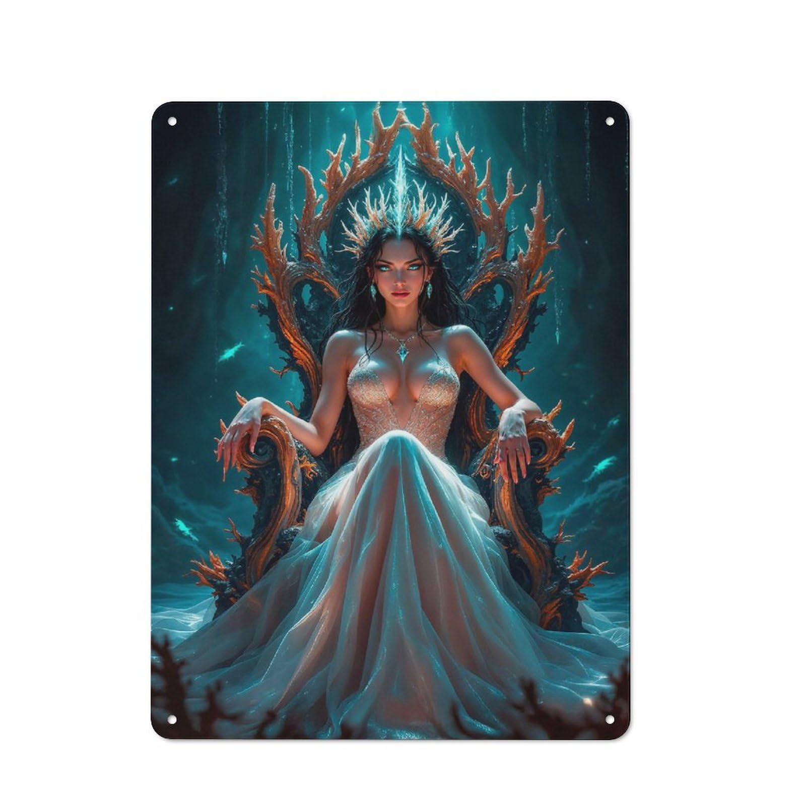 Queen of The Sea Office Metal Sign 40x30cm, Understated Office Wall Decor for Workspace, Cafe, Shop Or Desk Area