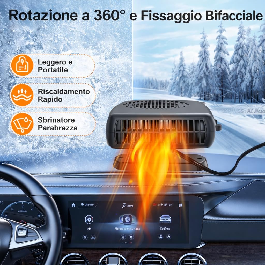 Riscaldatore per Auto 12V 150W 360° Breezy