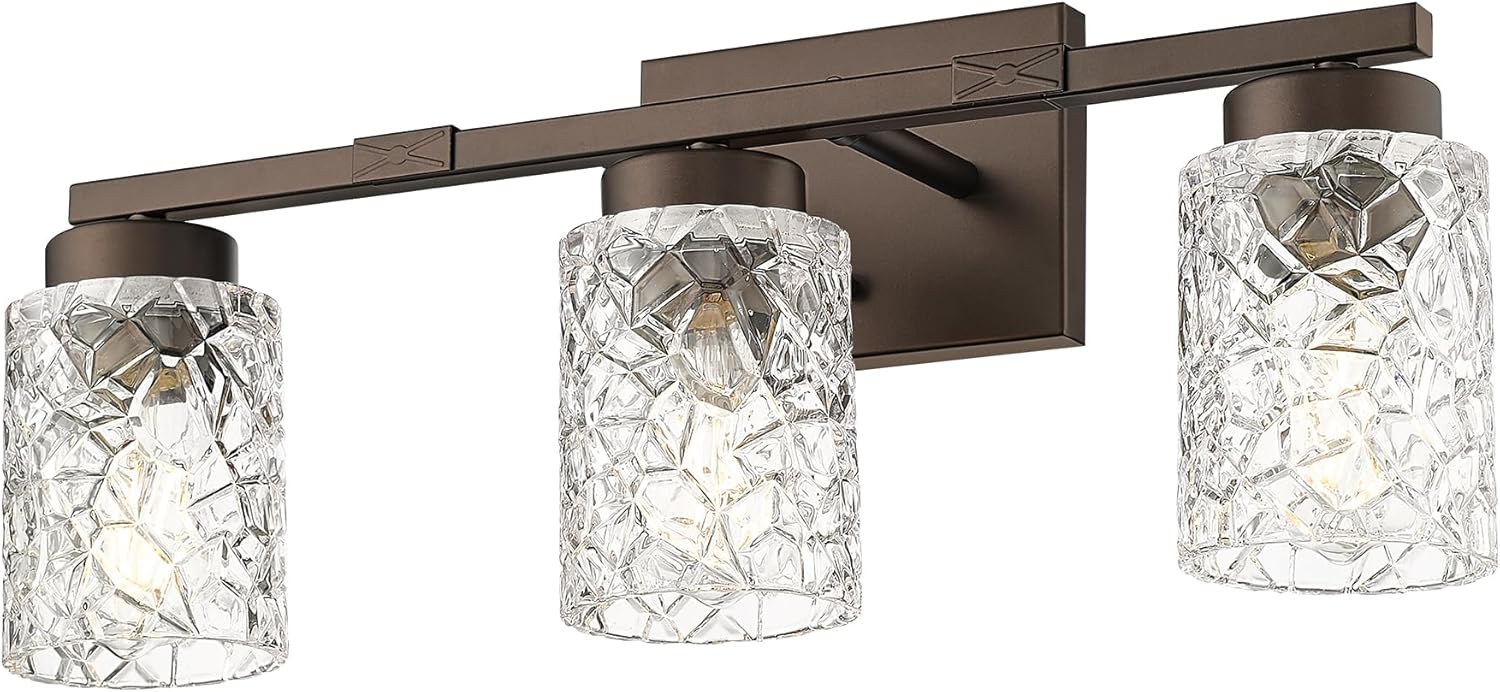 Emliviar 3 Light Vanity Wall Sconce, Farmhouse Bath Wall Lantern Fixture for Mirror Bedroom Living Room Bedroom Hallway, HE294B-3W ORB