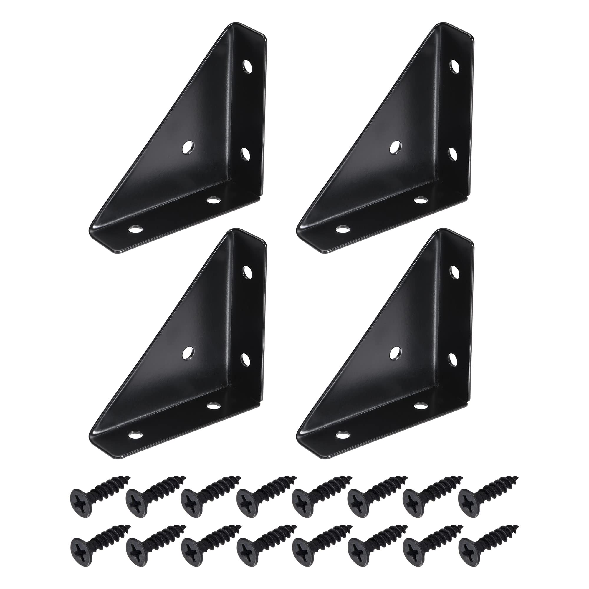 Équerres d'angle acier noir 66 mm support de fixation équerre de lit et bureau uxcell