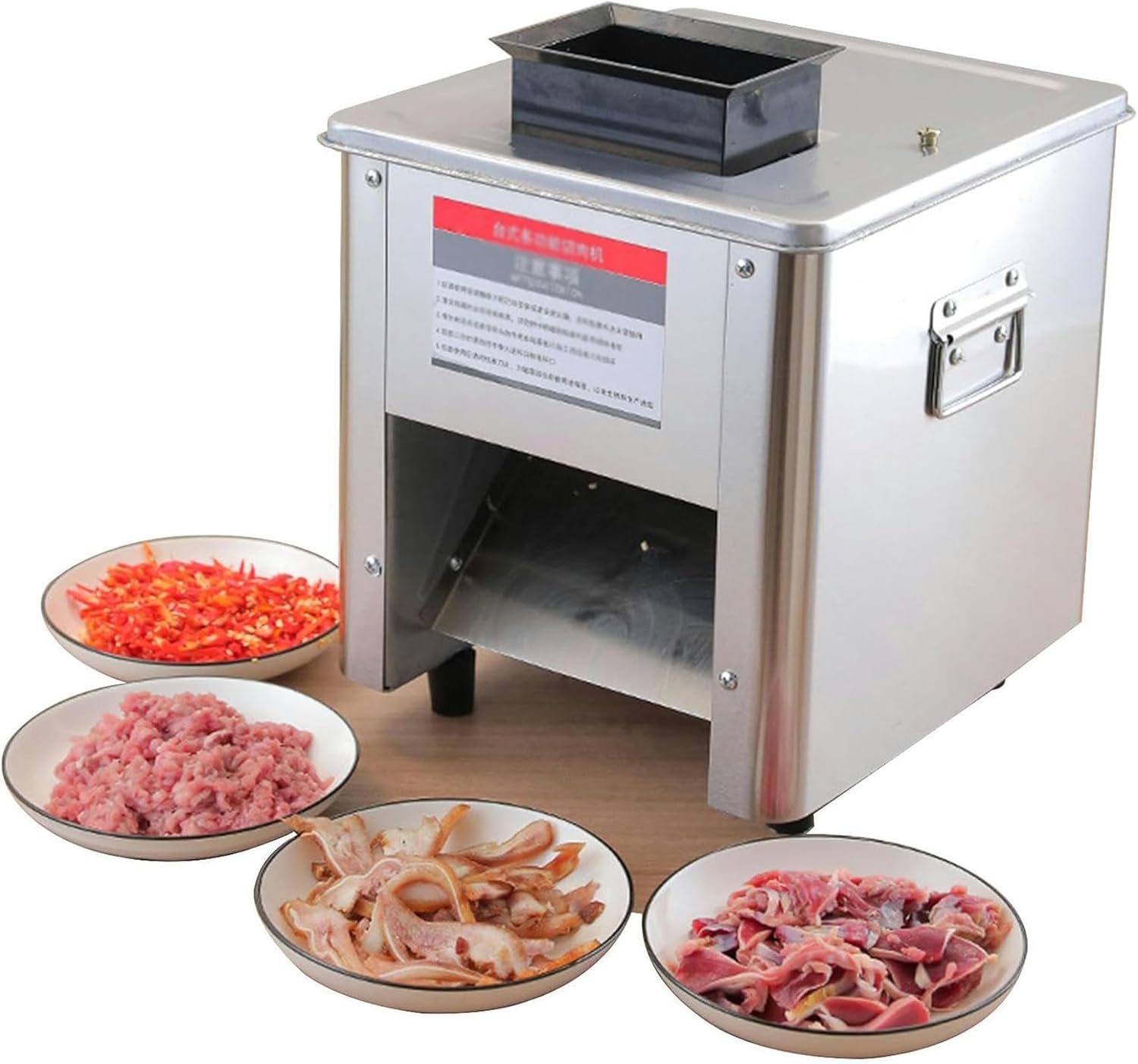 Wzglod Meat Cutter Slicer Cutting Machine Cube Shredded Meat 850W Home and Commercial Electric Stainless Steel Chicken Fish Beef Meat Vegetable Slicer