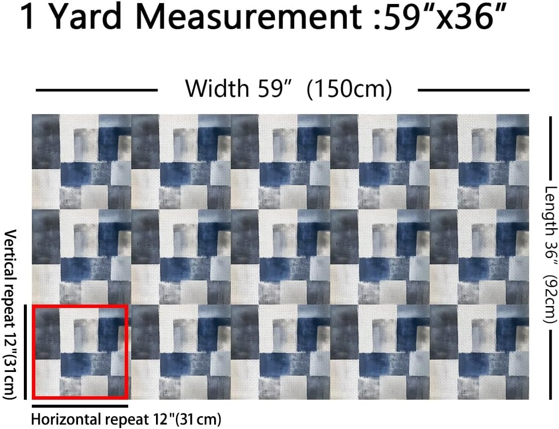 jejeloiu Modern Art Fabric by The Yard for Kids Boys Girls Abstract Art Upholstery Fabric for Chairs 2 Yard Blue Abstract Oil Painting for Home DIY Projects, Waterproof Indoor Outdoor Decor