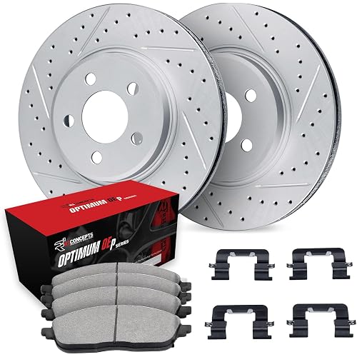 R1 Concepts Front Brake Kit Fits 2019-2024 Mercedes-Benz G550| Optimum Oep Pads, Drilled Slotted Rotors| Hardware| 13.9" Front