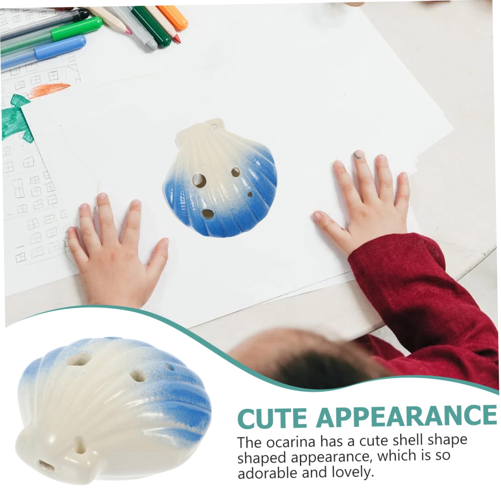 LIFKOME 6Holes Shell Shaped Ocarina Instrument Portable Ceramic Ocarina for Beginners Unique Cartoon Design Present for Music Lovers Beautiful Sound