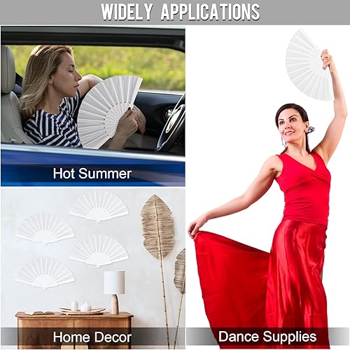 Miniatura 7 de durony Abanicos chinos de tela de nailon con mango de plástico, abanicos plegables decorativos para fiestas, regalos de boda, decoración del hogar,