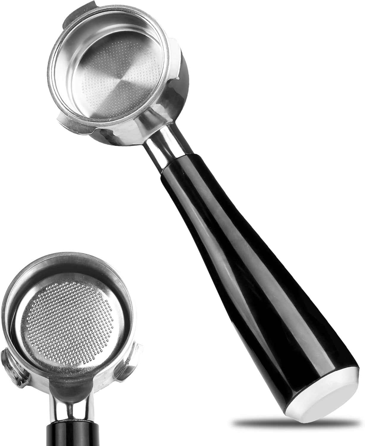 HBN 51mm Bottomless Portafilter with 3-Ear Single Cup Stainless Steel Filter Basket and Handle, Compatible with Espresso Machine - Better Crema & Extraction