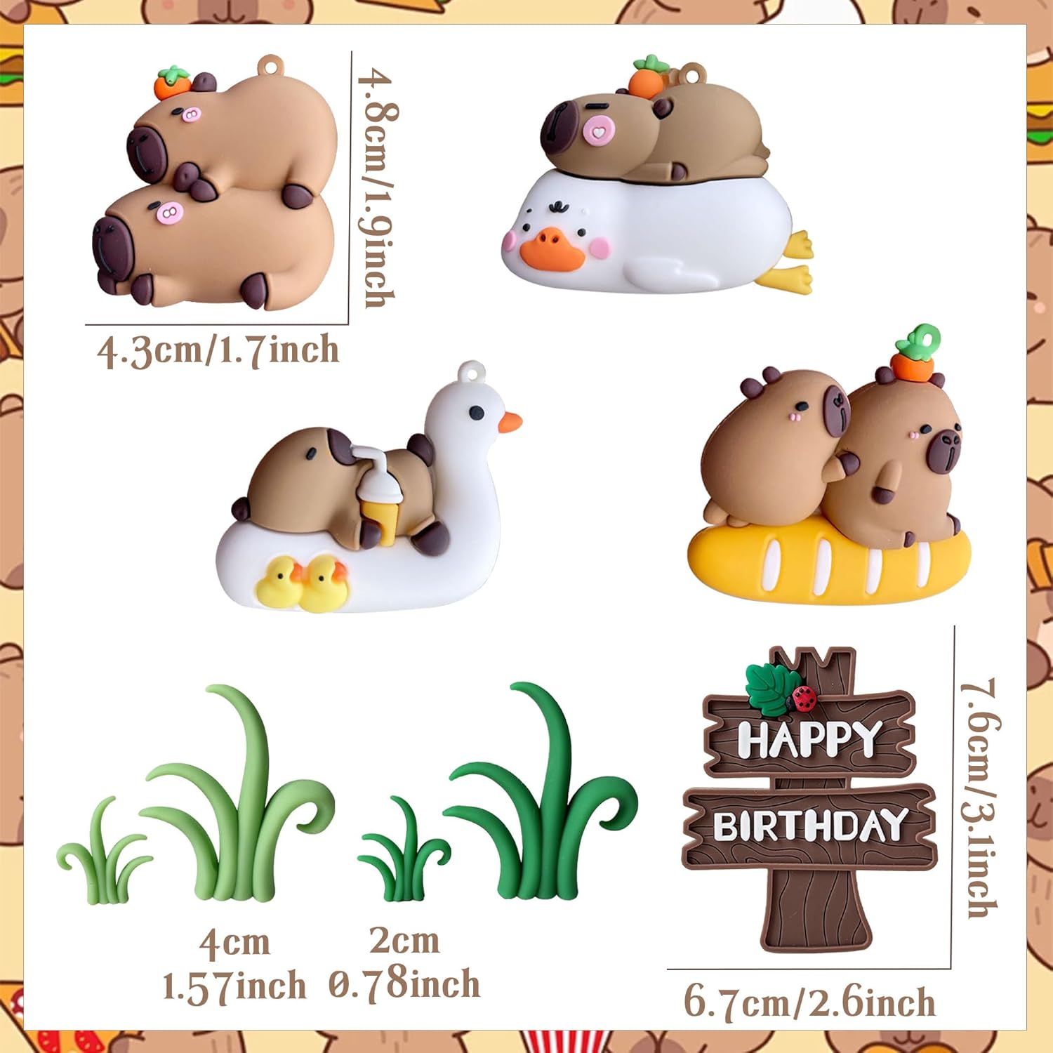 JeVenis Capybara Cake Toppers Mini Blowfish Party Supplies for Capybara Birthday Party Supplies Capybara Cake Decorations Baby Shower Party Favors